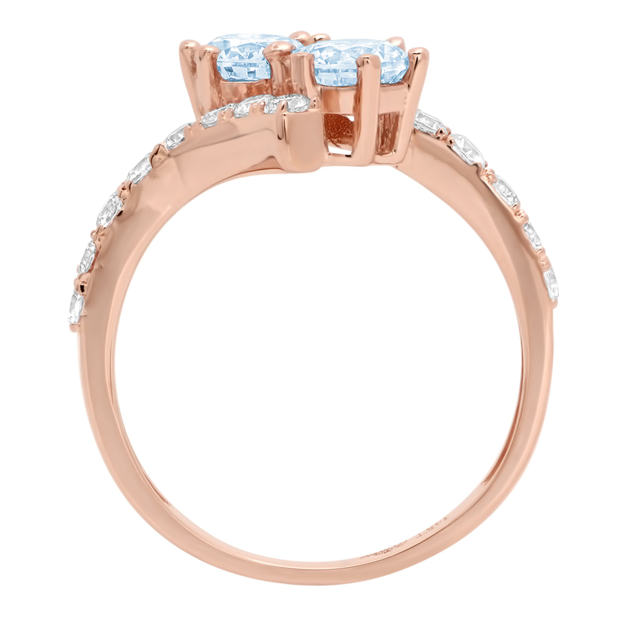 1.98ct round cut blue simulated diamond 18k rose gold anniversary engagement ring size 3.75