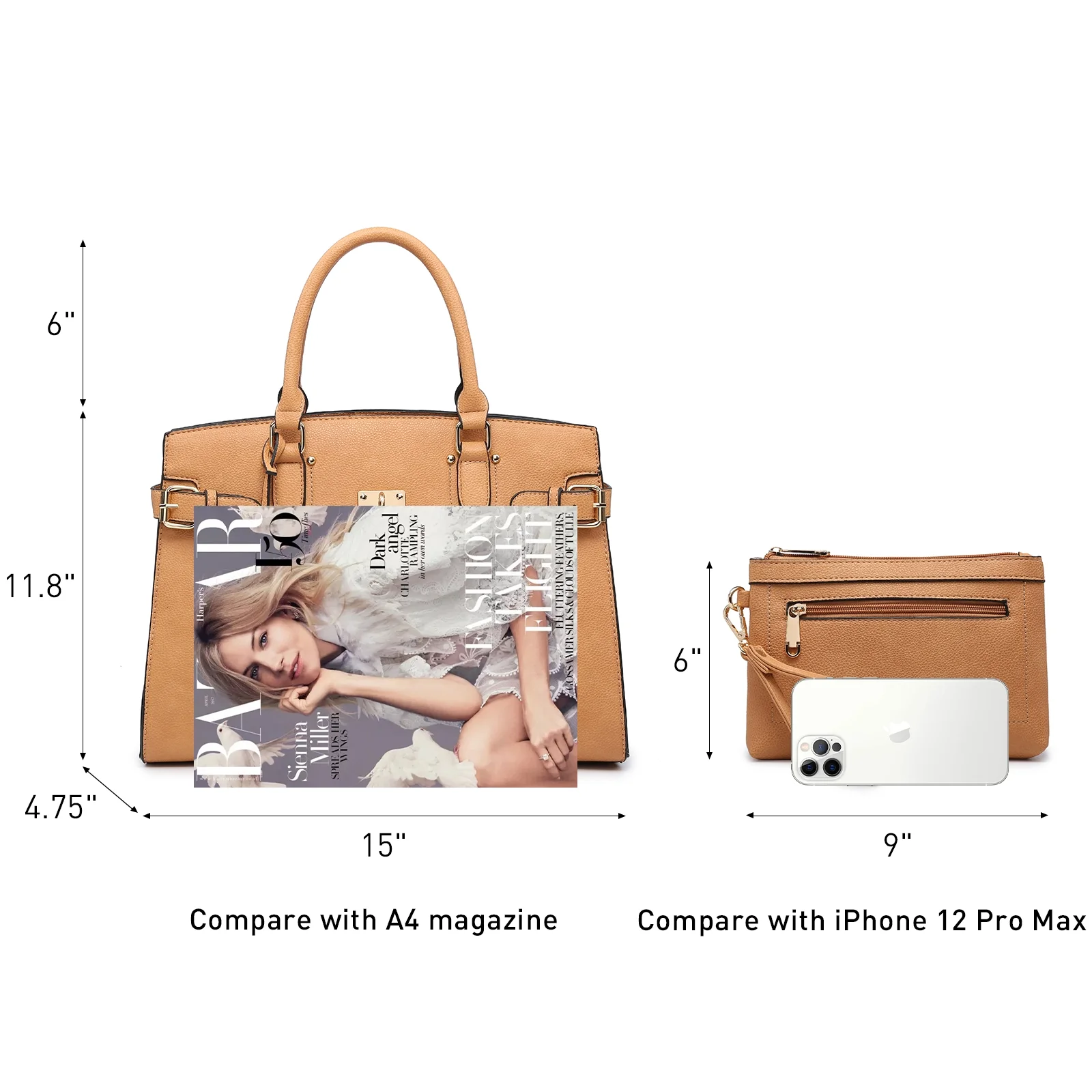 MKP Female Satchel Handbags Shoulder Tote Top Handle Bags with Matching Wristlet Wallet