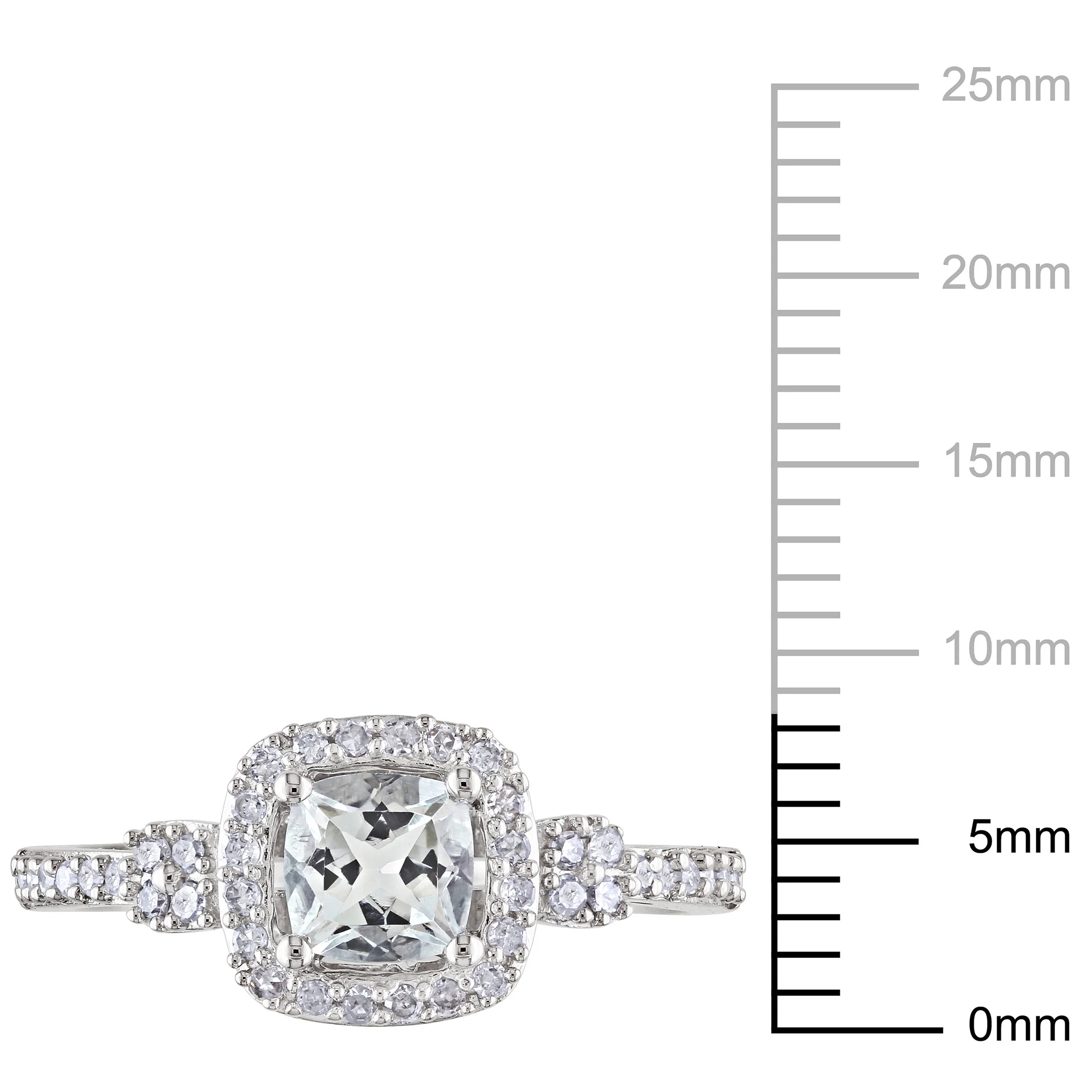 Miabella Women's 1/2 Carat T.G.W. Cushion-Cut Aquamarine and 1/6 Carat T.W. Diamond 10kt White Gold Square Halo Ring
