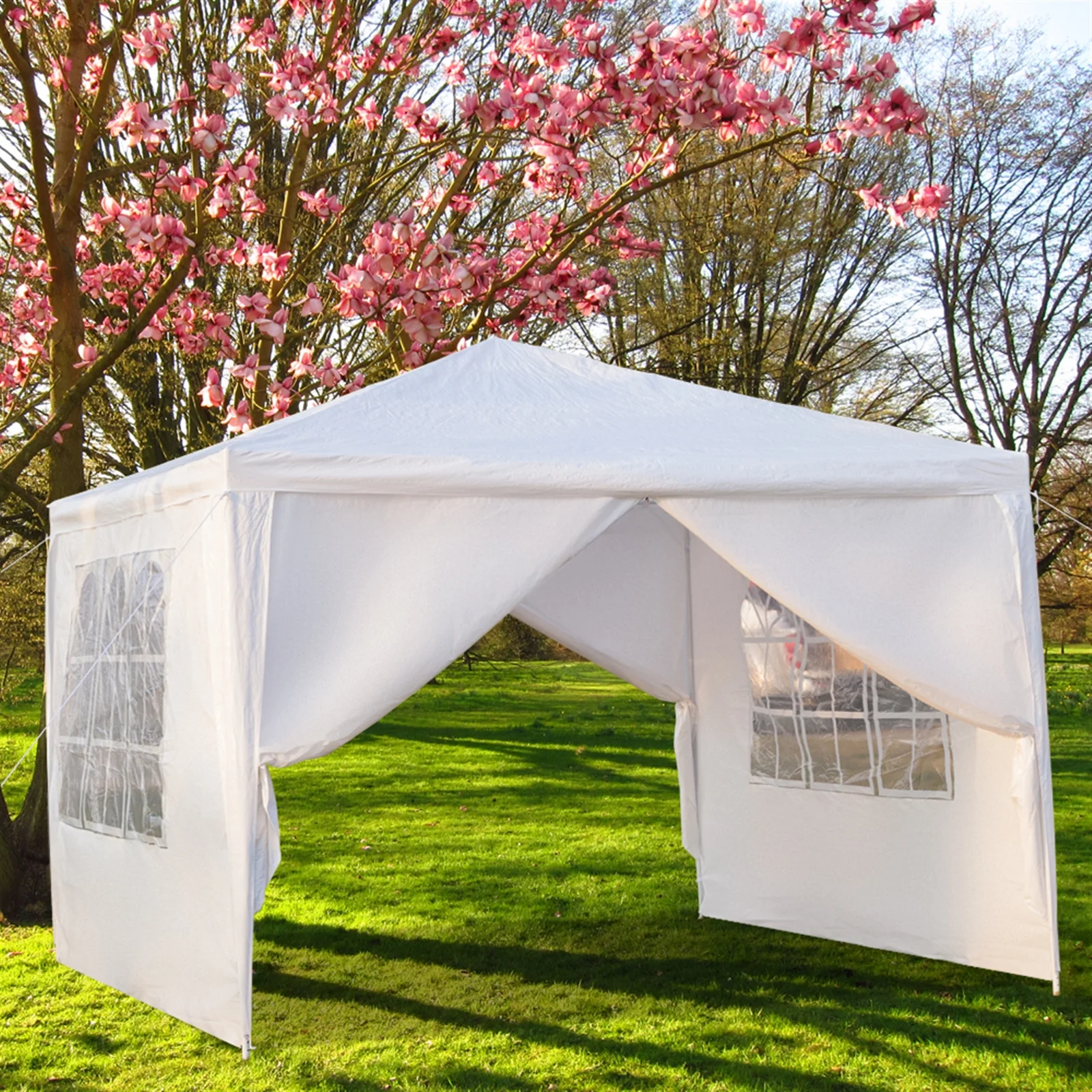 3 x 3 m 4 Sides Waterproof Tent with Spiral Tubes Portable Household White