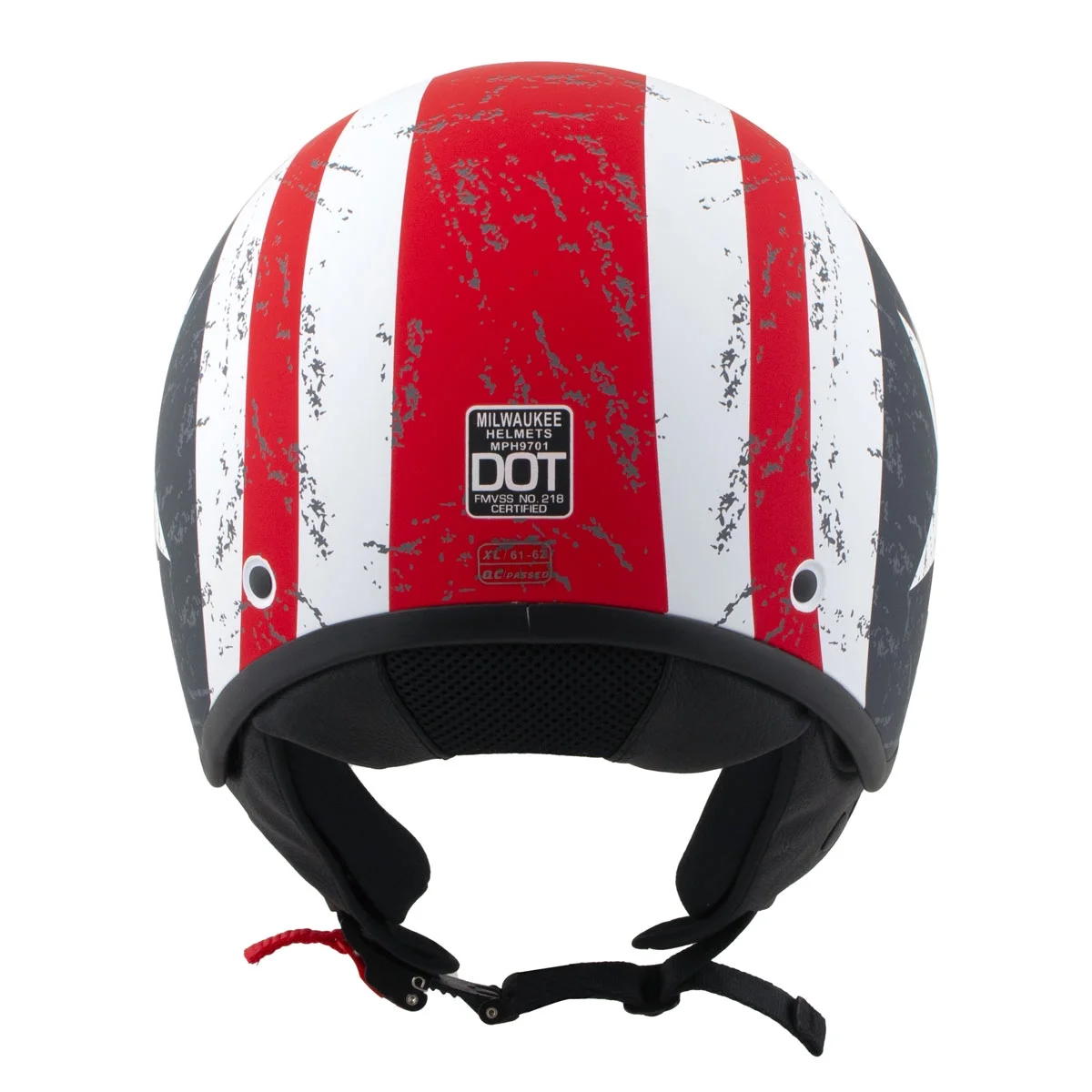 Milwaukee Helmets MPH9701DOT 'Maverick' 3/4 Open Face Stars and Stripes Motorcycle Helmet for Men and Women Biker Large