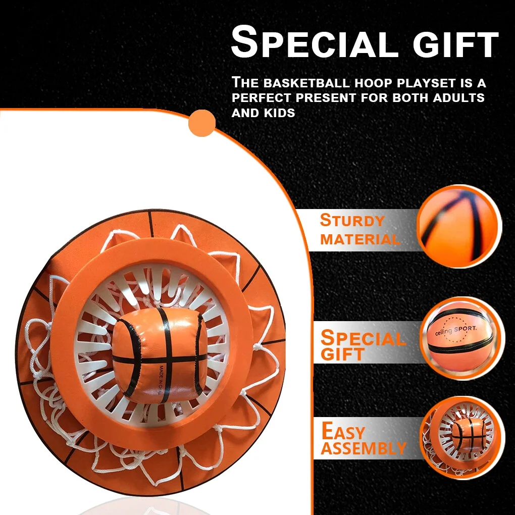 Ceiling Mount Basketball Hoop Toy Indoor Bedroom Wall Sports Game Party Favors Toddler Toys Teenager Boys Playset Children
