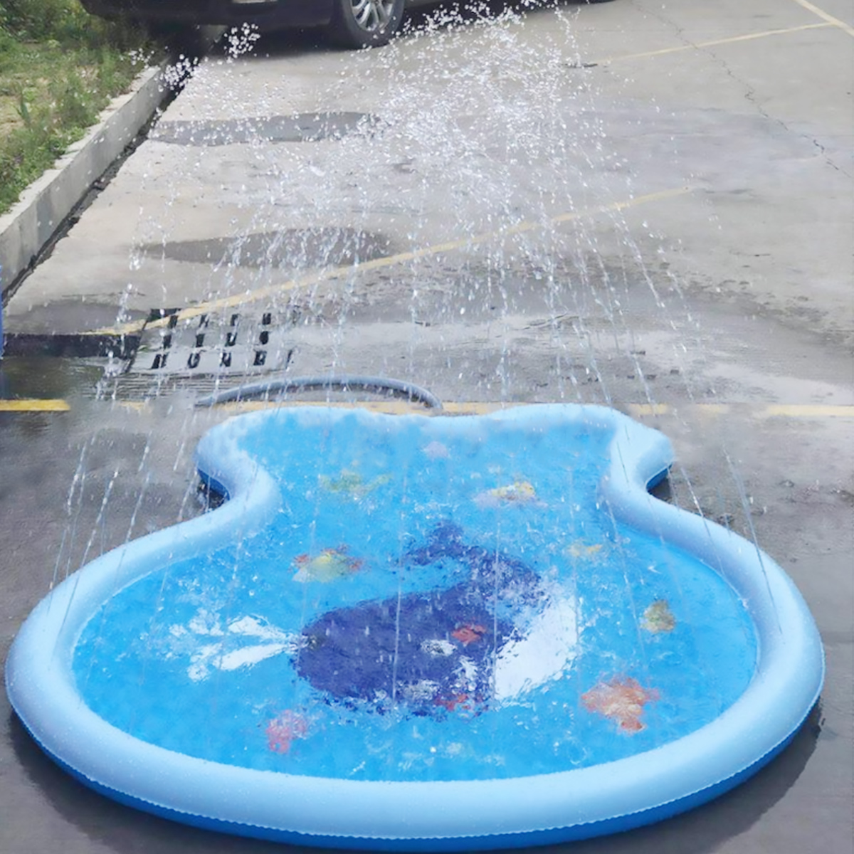 Inflatable Water Spray Pad Mat Lawn Kids Summer Toys Backyard Sprinkler Fish Shape Outdoor