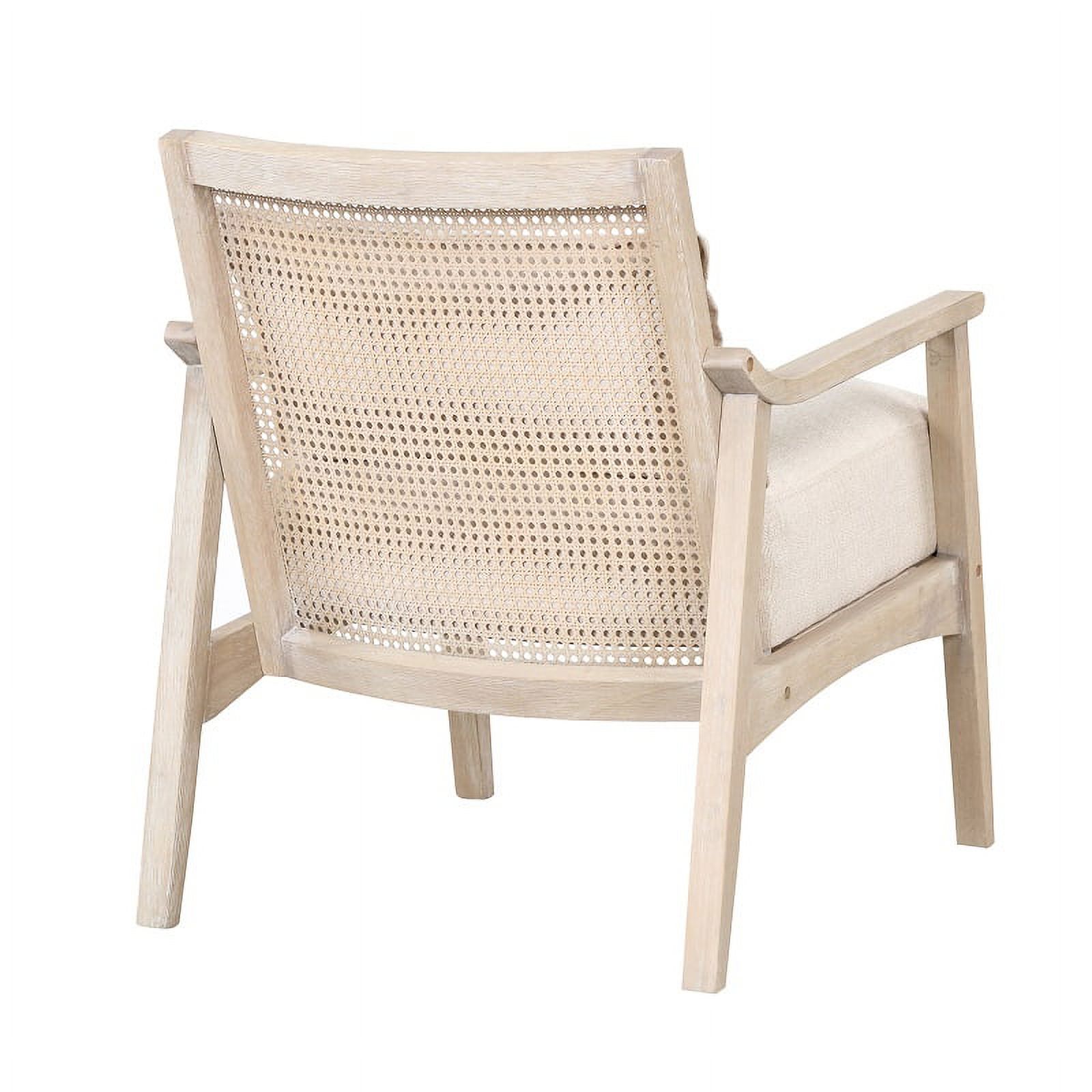 Mid-Century Accent Chair Arm Chair with Lumbar Pillow,Retro Round Rattan Back Upholstered Accent Chair for Living Room, Bedroom, Belcony, Natural