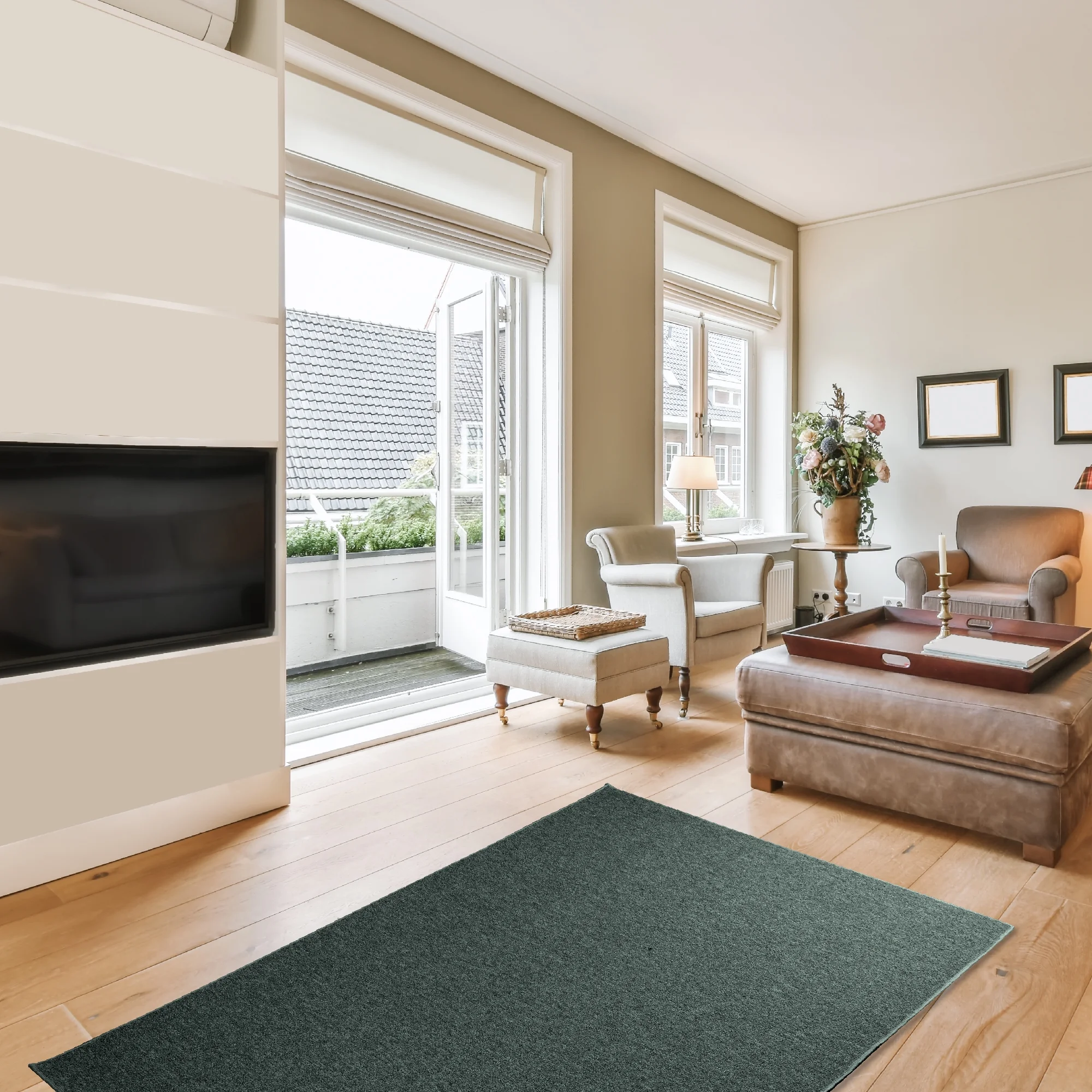 Furnish My Place Modern Indoor/Outdoor Commercial Solid Color Rug - Teal, 2' x 36', Pet and Kids Friendly Rug. Made in USA, Runner, Area Rugs Great for Kids, Pets, Event, Wedding