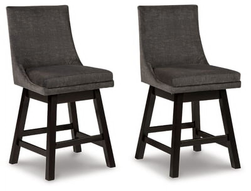 Signature Design by Ashley Tallenger Upholstered Swivel Counter Height Stool Set of 2, Dark Gray