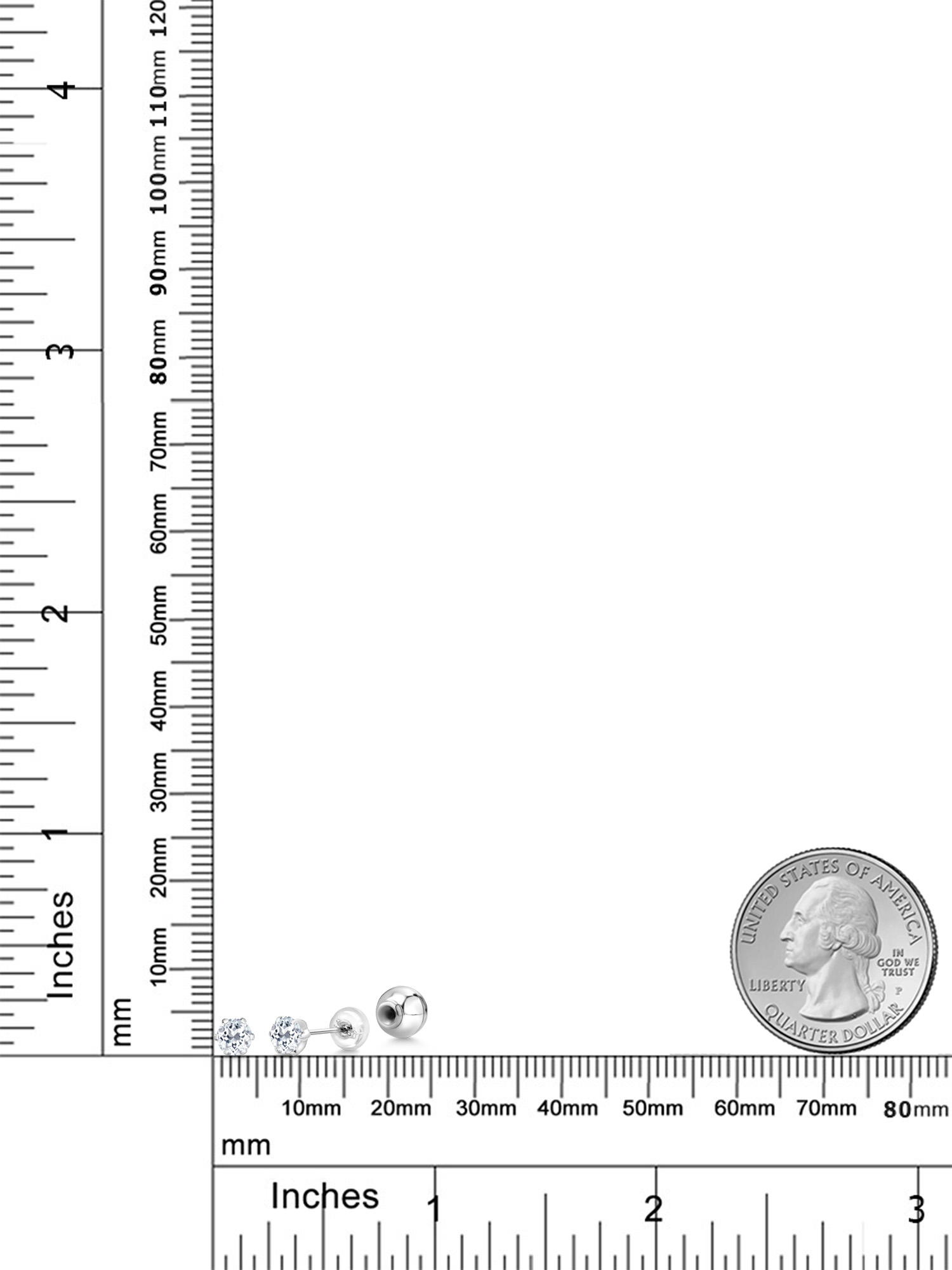 Gem Stone King Platinum White Topaz Stud Earrings For Women (0.66 Cttw, Gemstone November Birthstone, Round 4MM)