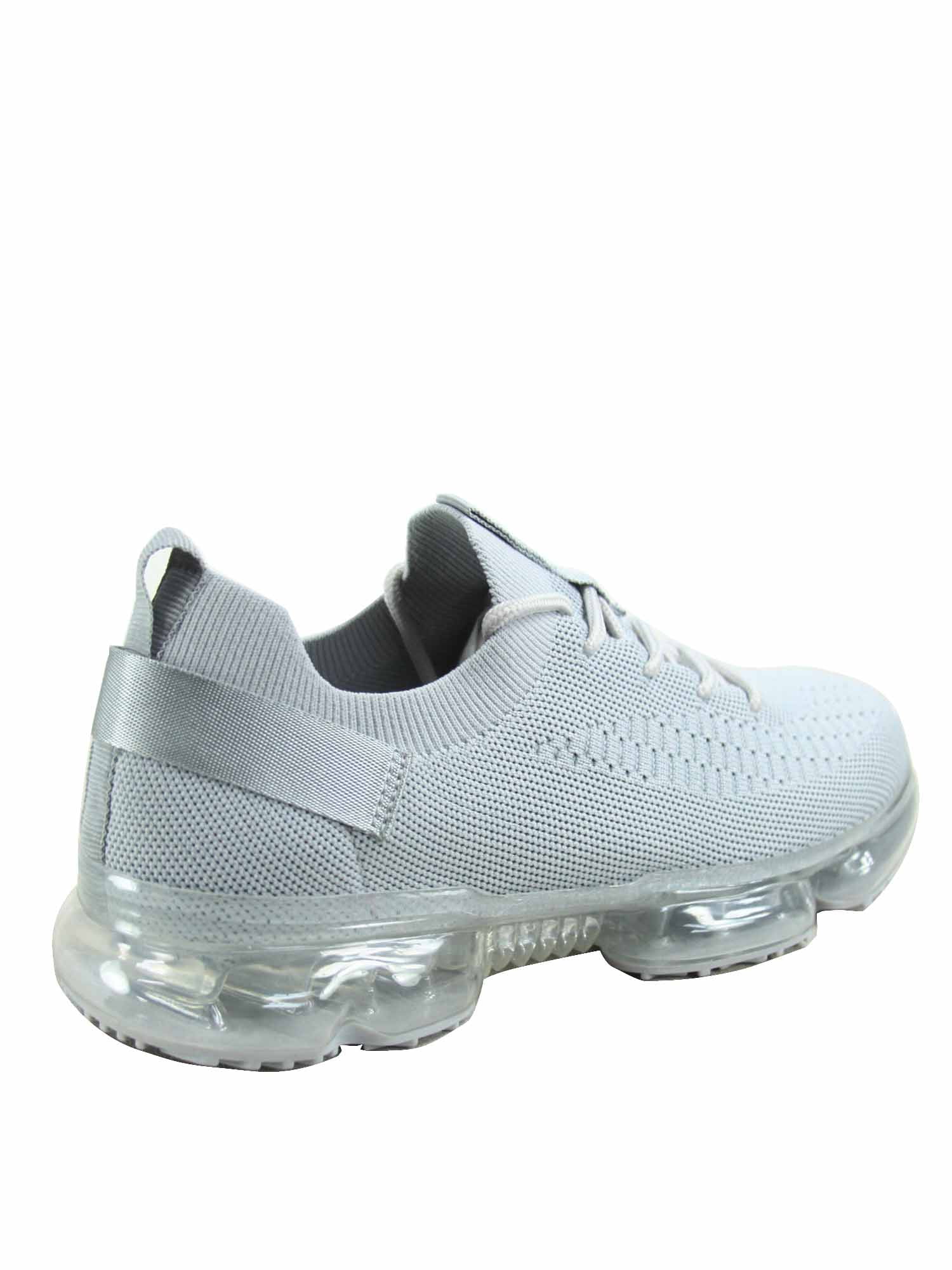 Flow-19 Stretch Elastic Mesh Lace Up Rubber Air Bubble Cushion Fashion Sneaker ( Grey, 6 )