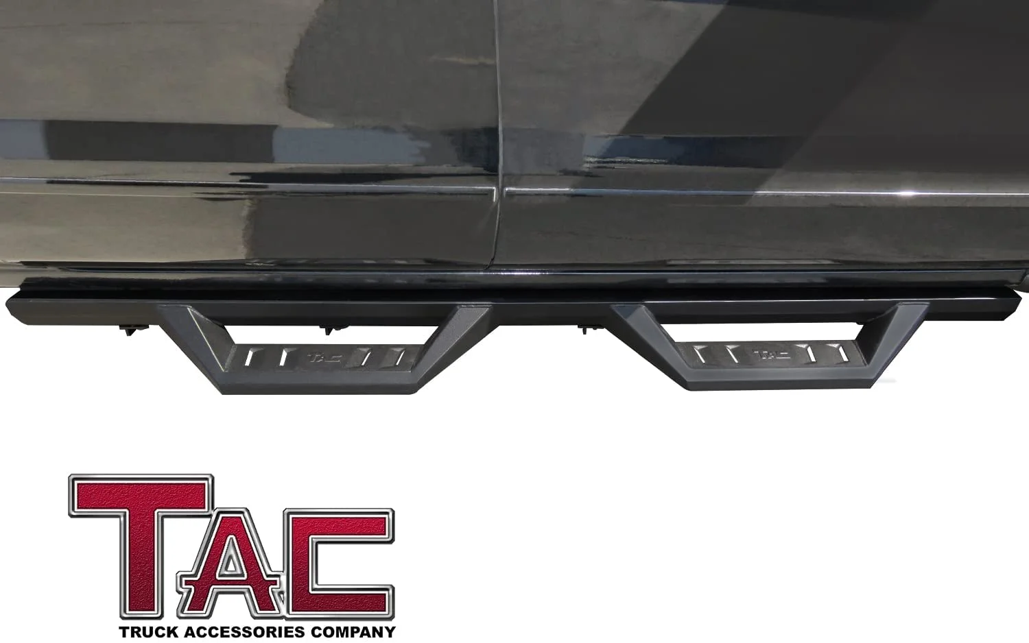 TAC Sidewinder Running Boards Fit 2007-2018 Chevy Silverado/GMC Sierra 1500 | 2007-2019 2500/3500 Crew Cab 4” Drop Side Steps Nerf Bars Rock Slider Pickup Truck Fine Texture Black Off-Road Accessories