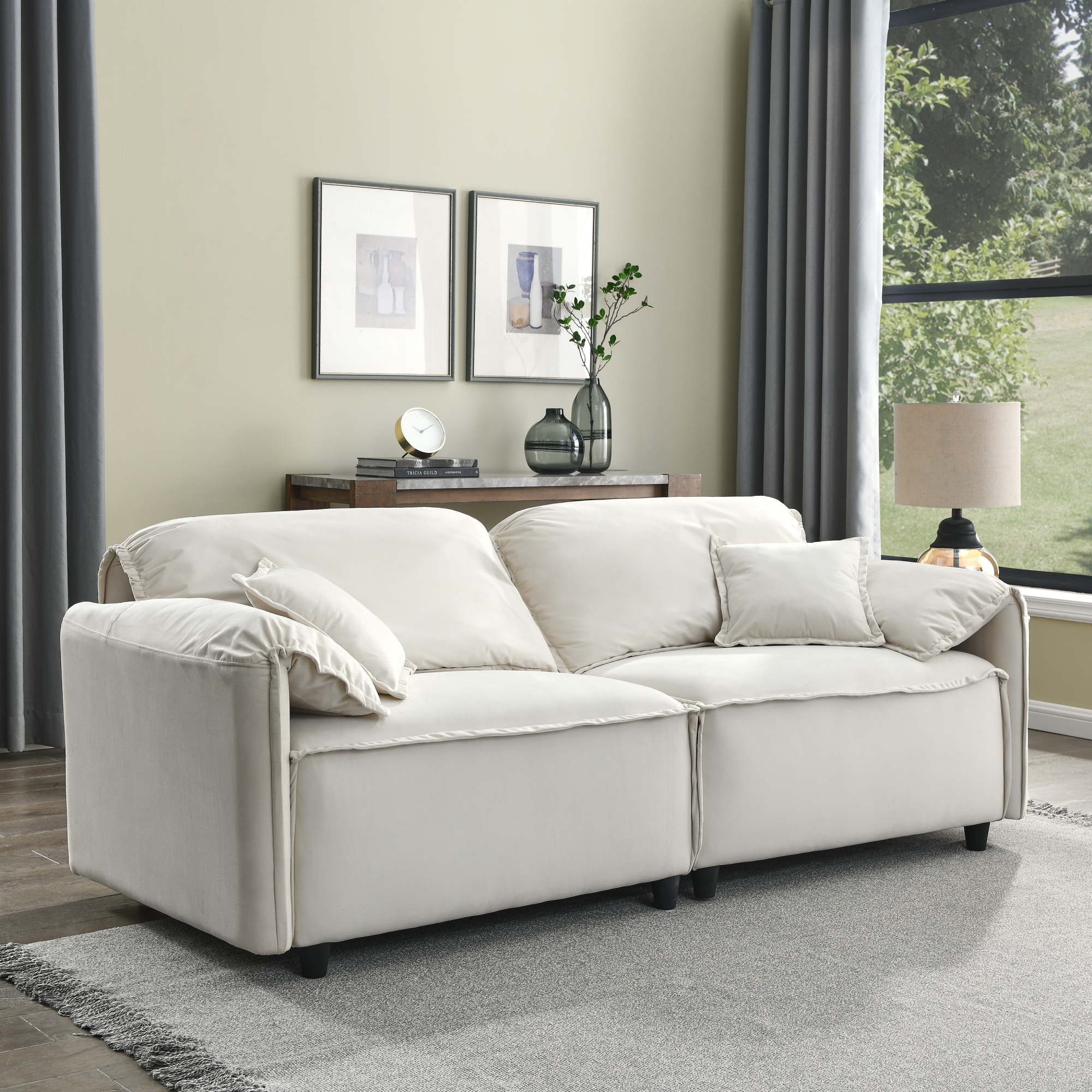 Luxury Modern Style Living Room Upholstery Sofa, velvet