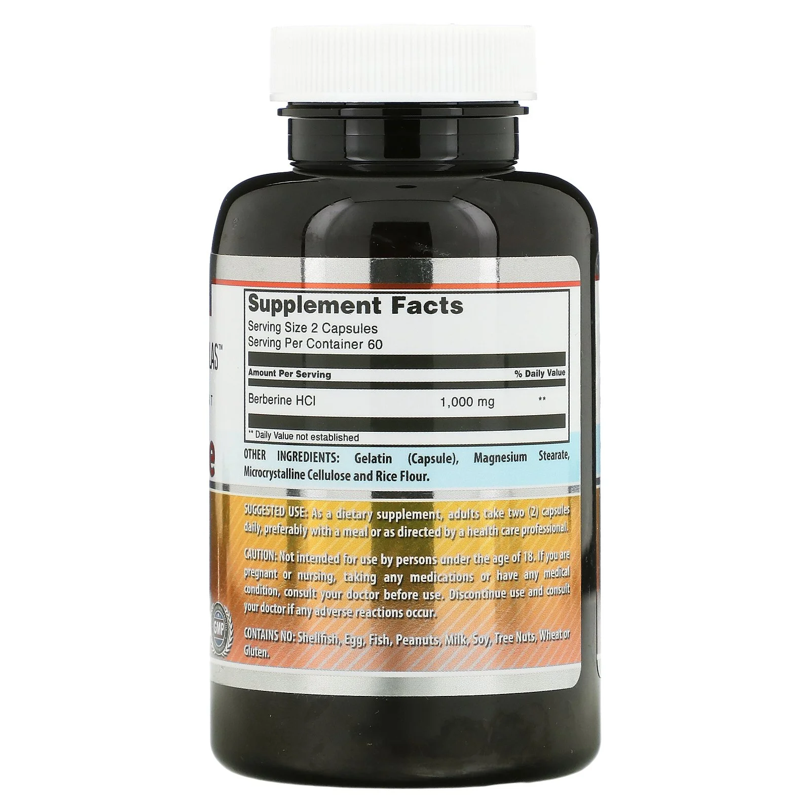 Amazing Formulas Berberine 1000mg Per Serving 120 Capsules Supplement