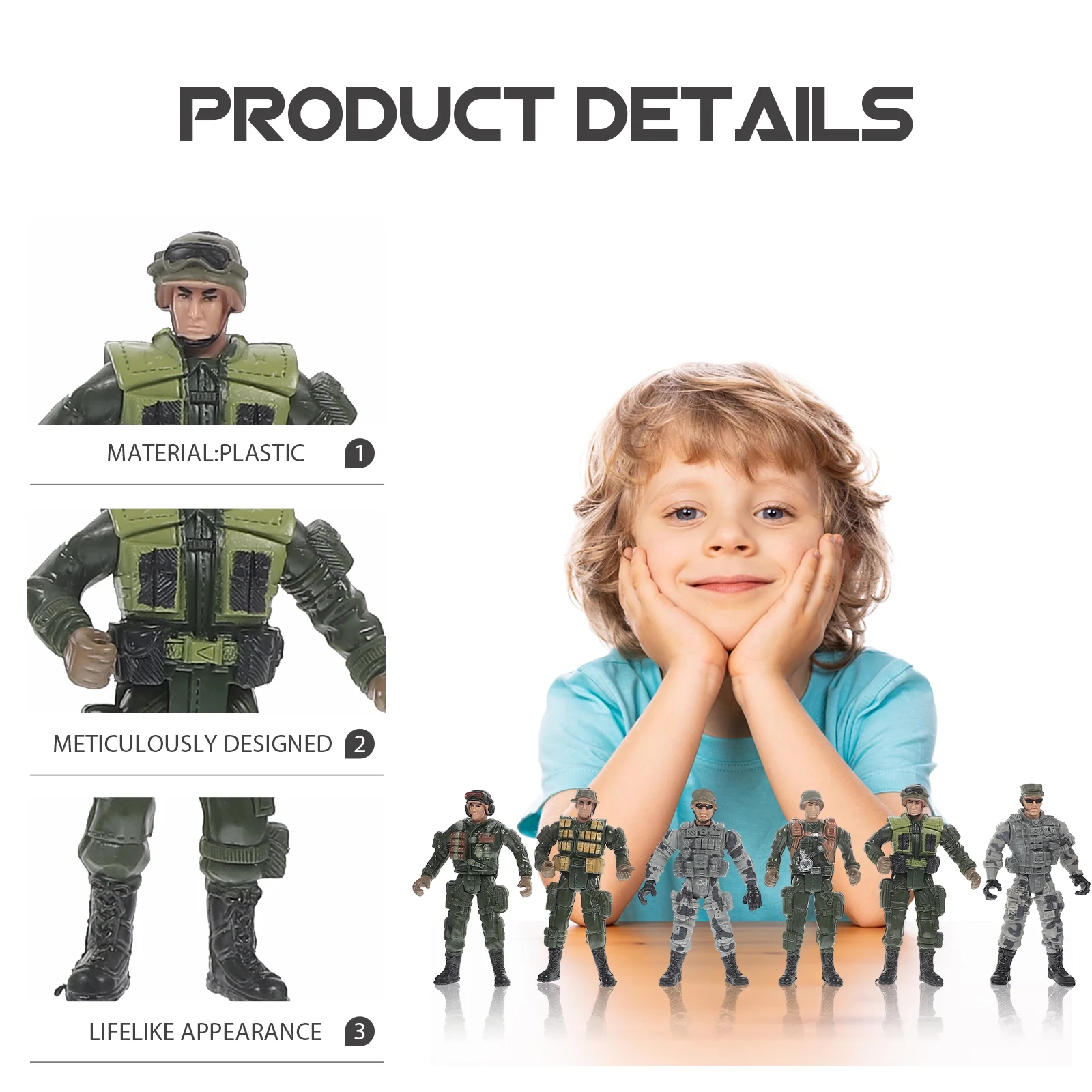 Kid Toys Model  Soldier Pretend Play Mini Army Dollhouses Little People Miniature Figure Building Block Statue Movable Child