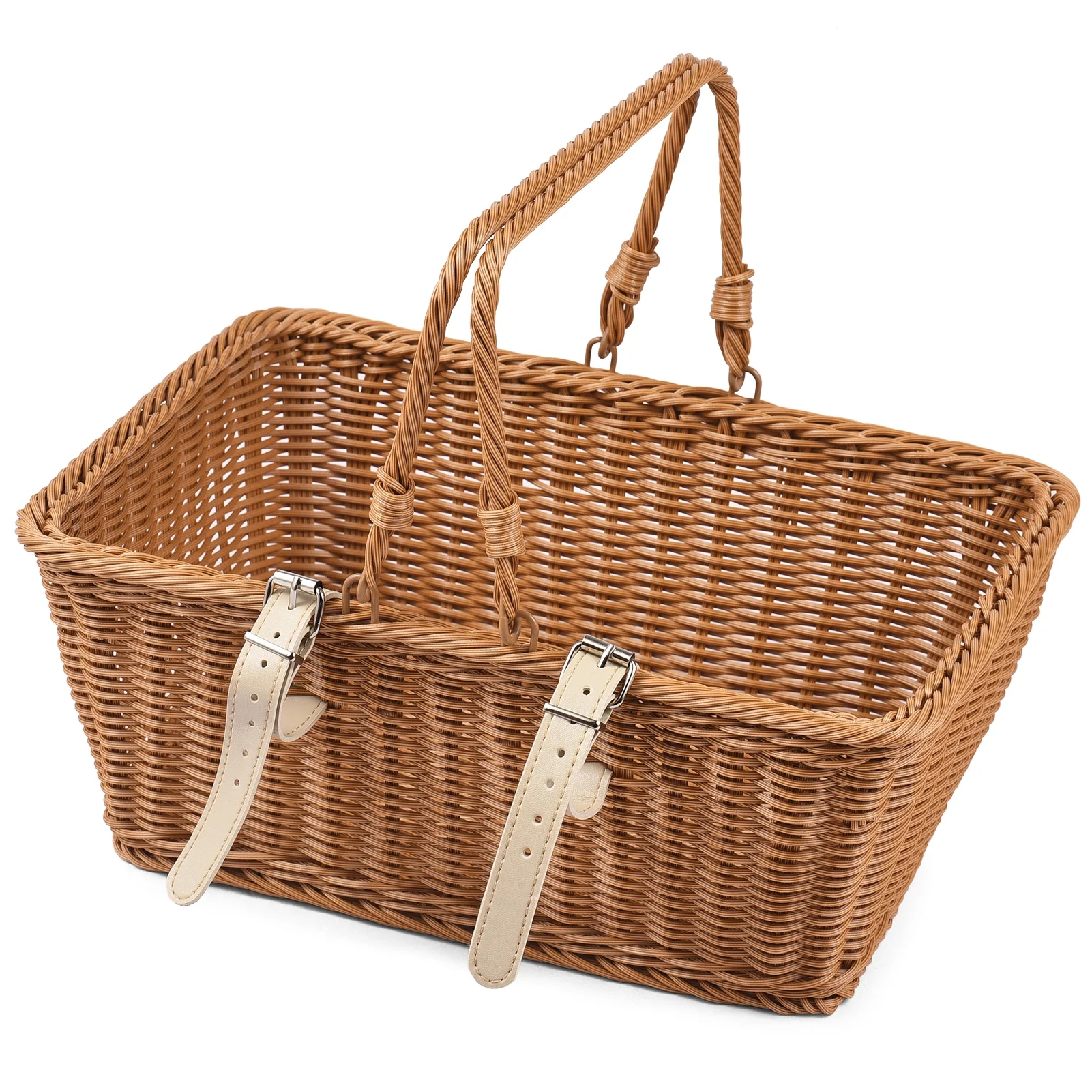 moobody Bike Basket Wicker Front Handlebar, Hand，Woven Detachable Bicycle Basket for Leisurely Rides