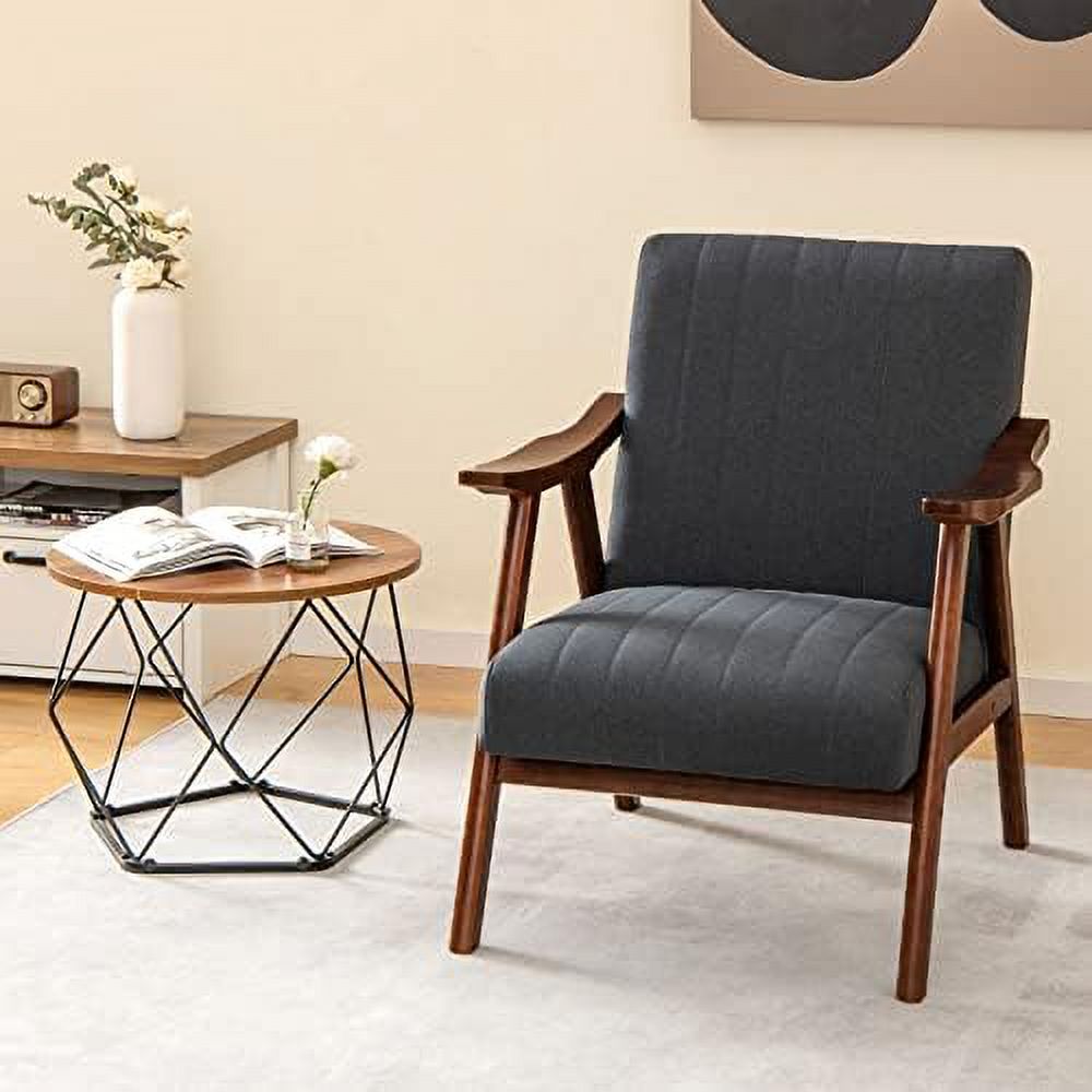 xrboomlife Mid-Century Modern Accent Chair Set of 2 - Comfy Upholstered Lounge Chair with Arms  Anti-Slip Felt Pads  Wooden Frame Soft Padded Arm Chairs for Living Room  Bedroom  Office