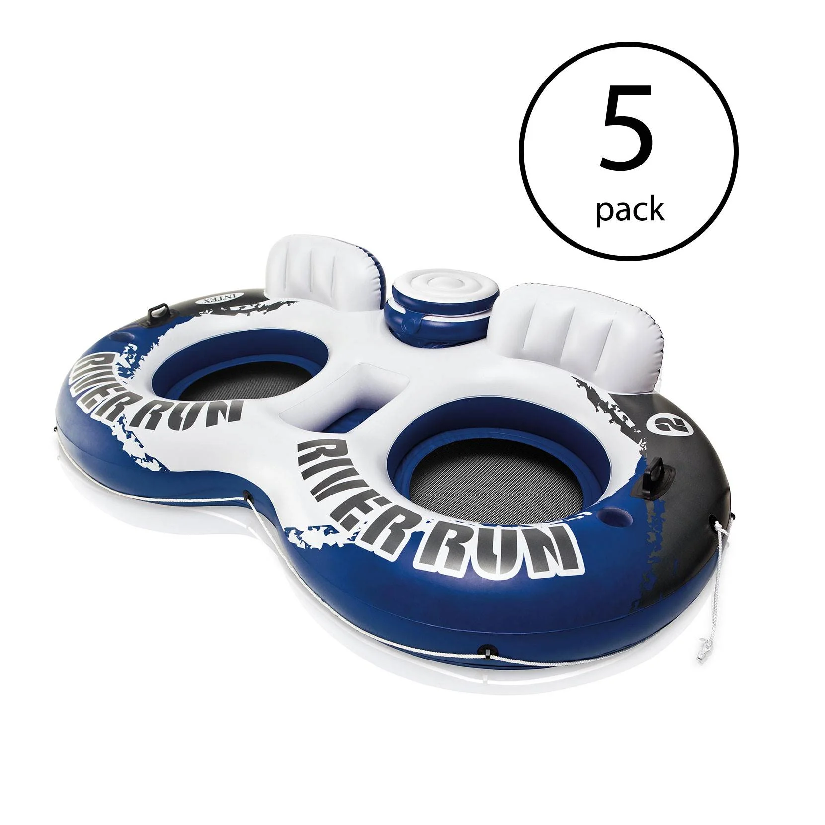 Intex River Run II Inflatable 2 Person Pool Tube Float w/ Cooler (5 Pack)