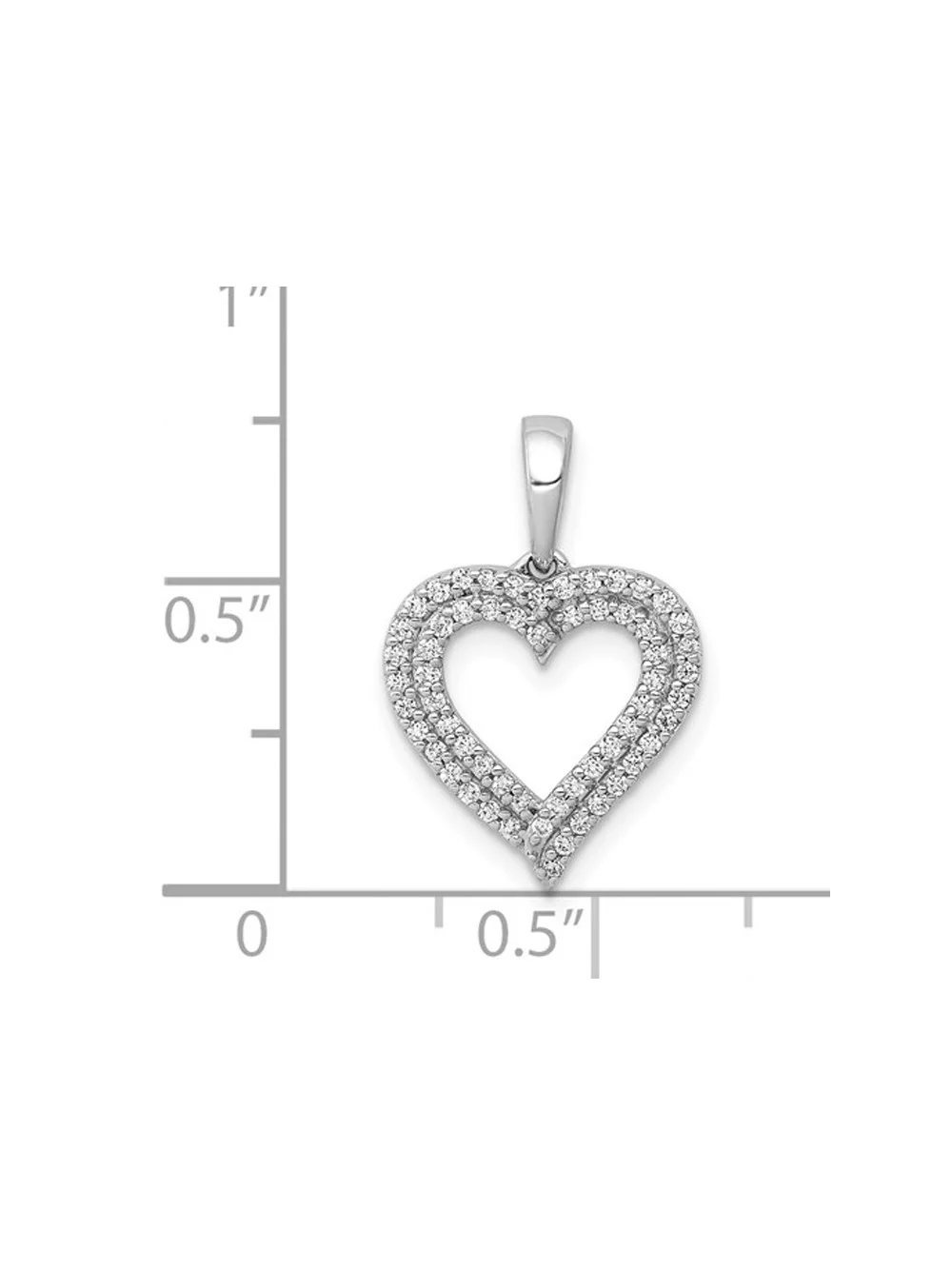 1/4 Carat (Ctw) Diamond Double Heart Pendant Necklace in 10K White Gold with Chain