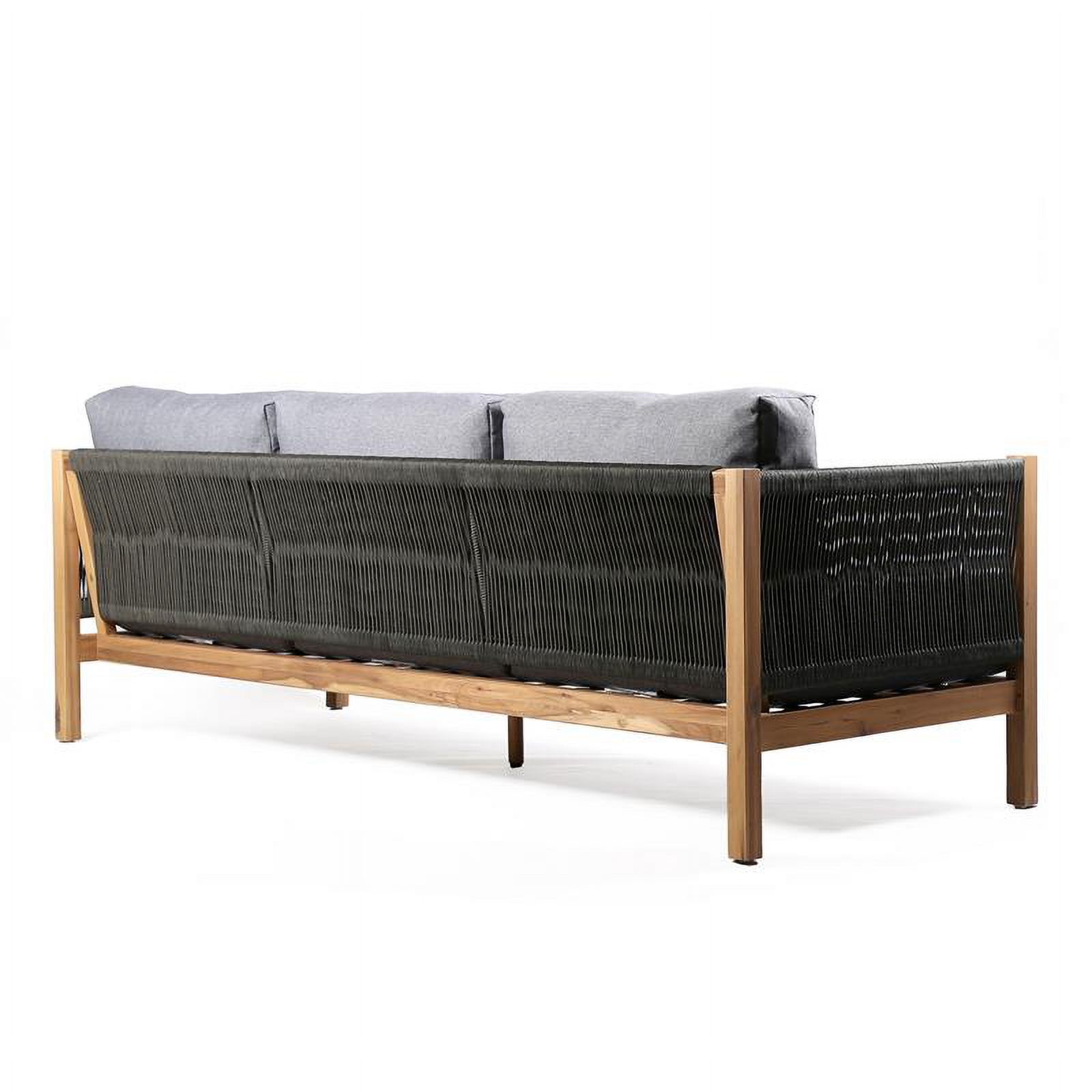 Afuera Living Modern Polyester Fabric/Wood/Rope Outdoor Sofa in Dark Gray