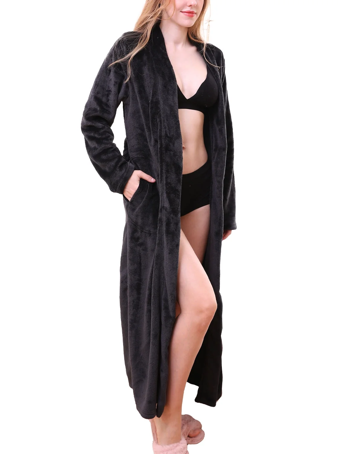Moon Nite Women's Maxi Length Soft Robe Pajama with Waist Tie (Plus Size Available)