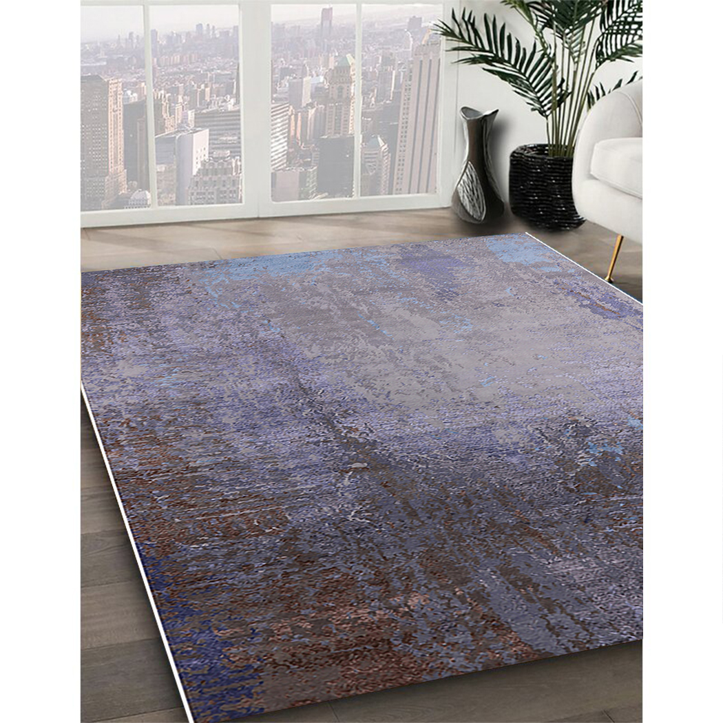 Ahgly Company Indoor Rectangle Mid-Century Modern Purple Oriental Area Rugs, 2' x 3'