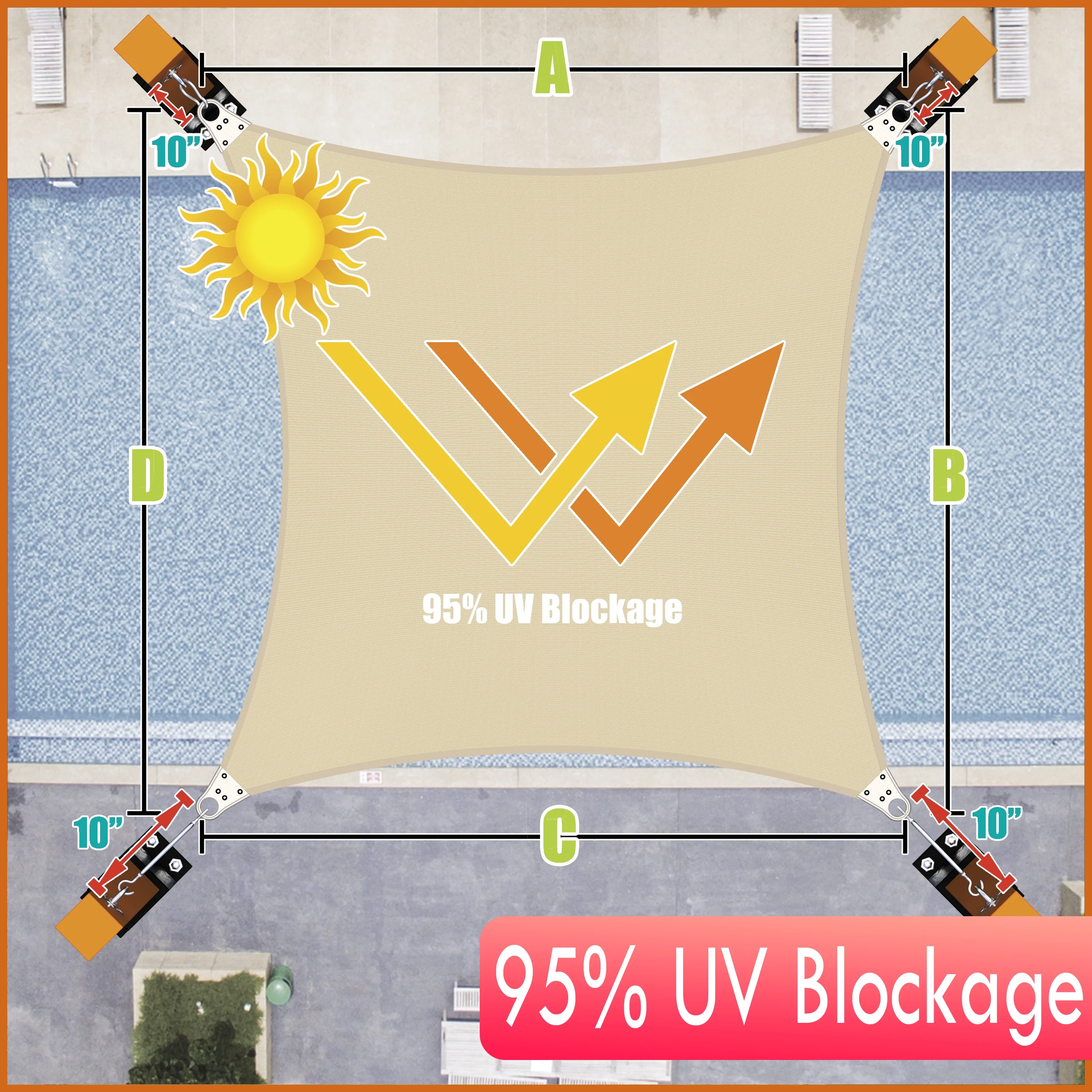 Colourtree 22' x 29' Beige Super ring Customized Size Order To Make Sun Shade Sail CTAWRN canopy Awning Shades for Patio-260 GSM-Commercial Standard Heavy Duty ( We Make Custom Size )