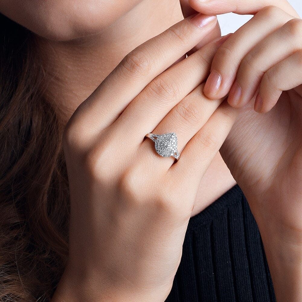 Auriga 925 Sterling Silver Near 1/2 Carat Diamond Ring for Women Size 7