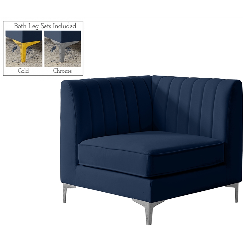 Meridian Furniture Alina Navy Velvet Corner Chair