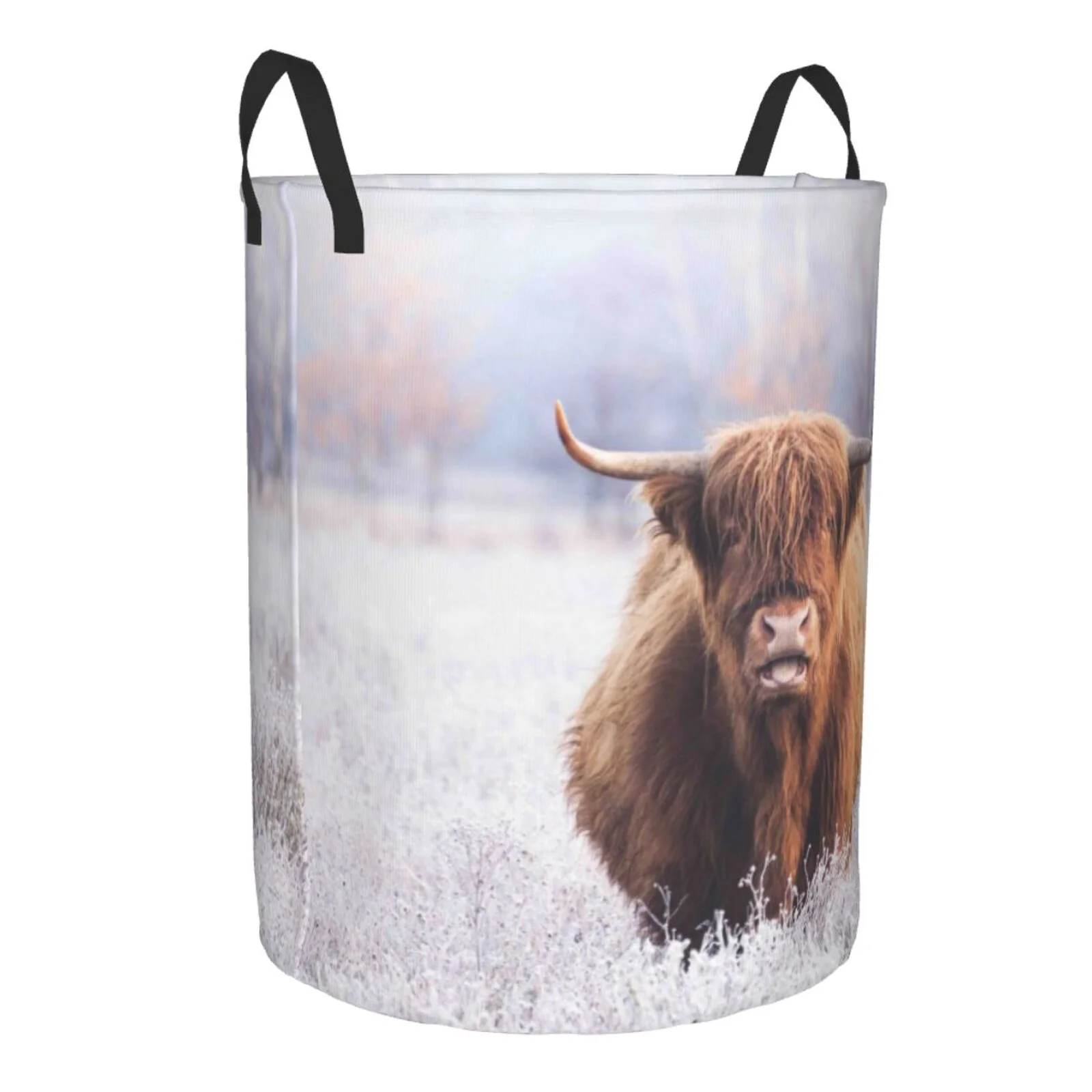 Kll Highland Cow Waterproof Foldable Laundry Hamper Bucket With Handles For Storage Bin,Kids Room,Home Organizer (Medium)