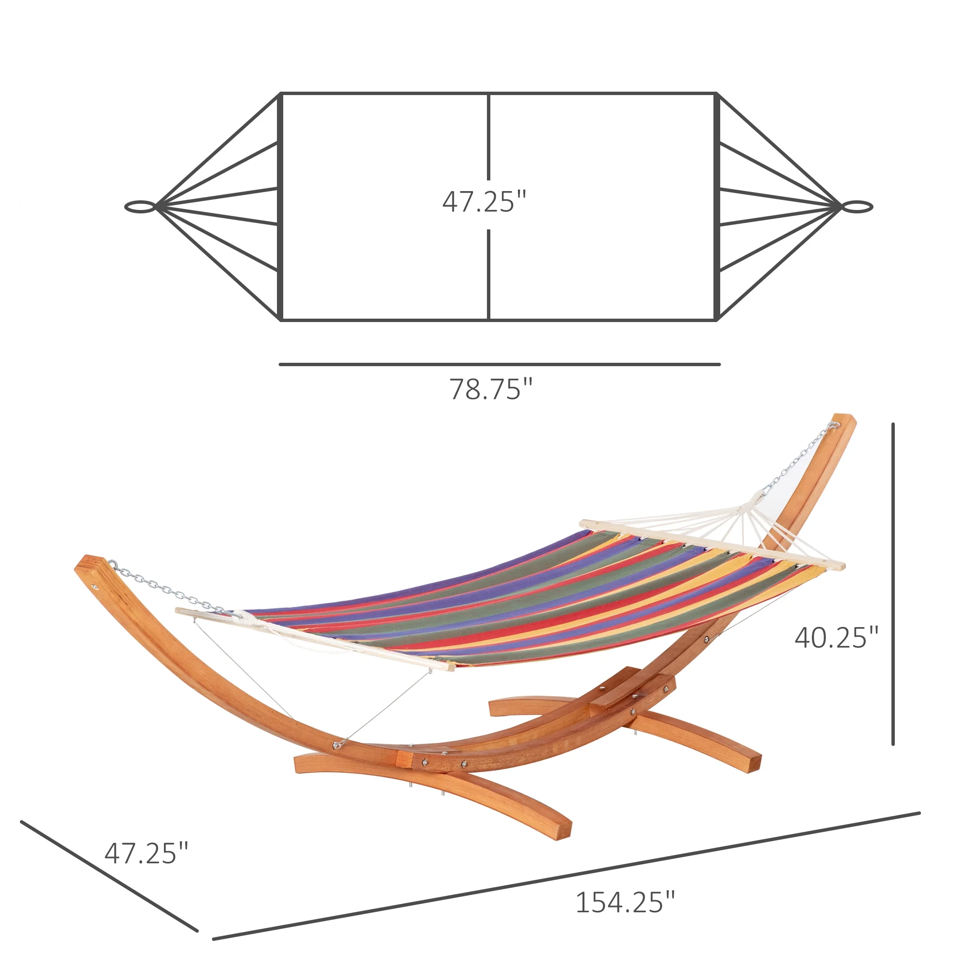 Outsunny Extra Large Hammock with Stand, Rainbow