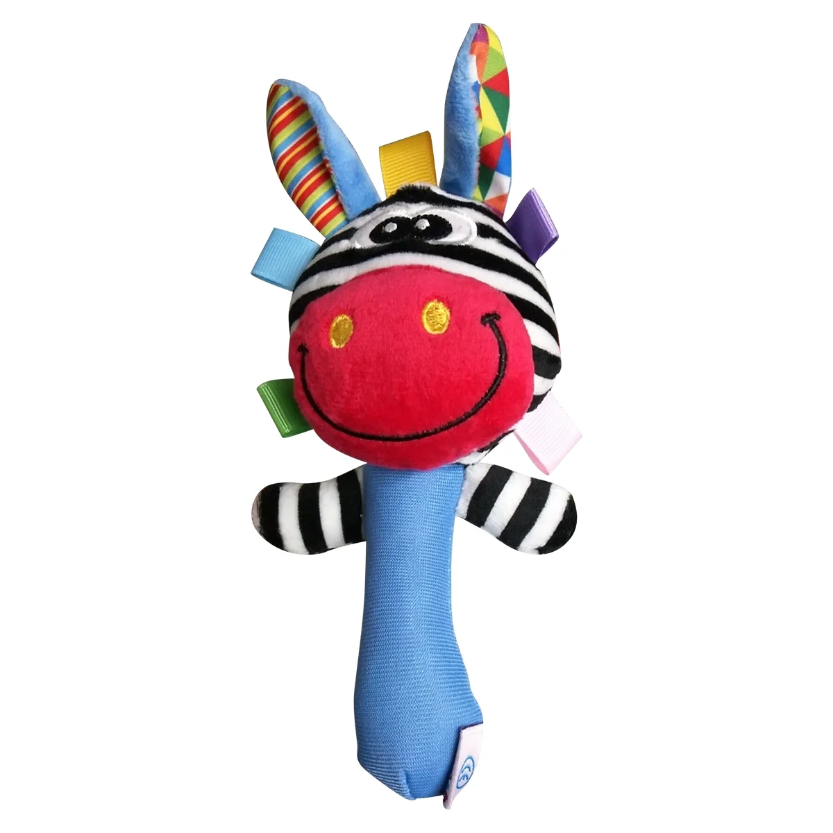 0-3 Year Baby Kids Cartoon Animal Plush Rattles Hand Bells BB Sound Educational Funny Toys Hand Rattle Toys Infant Dolls Gift for Newborn (Giraffe with red mouth)