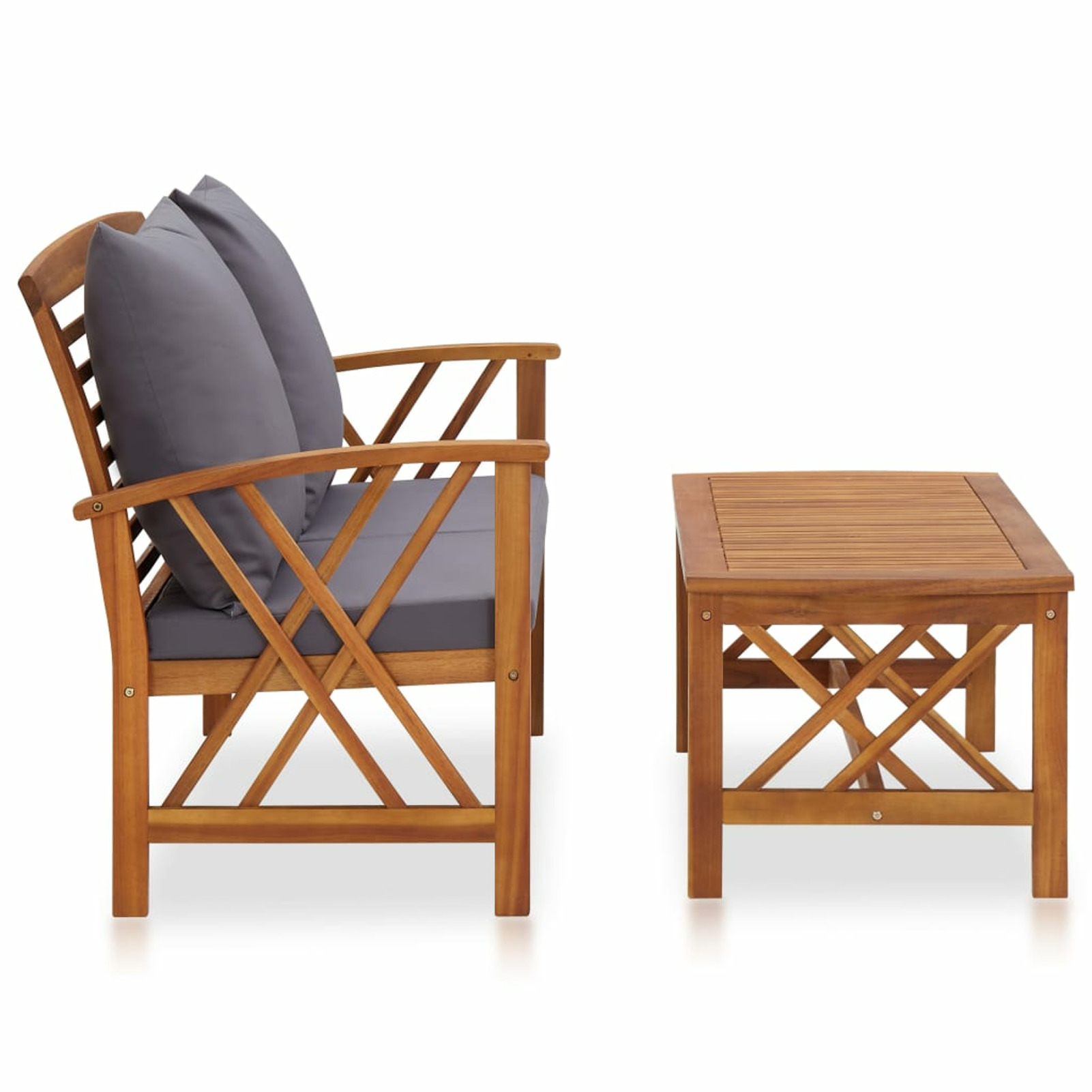 Andoer 2 Piece Garden Set with Cushions Solid Acacia Wood