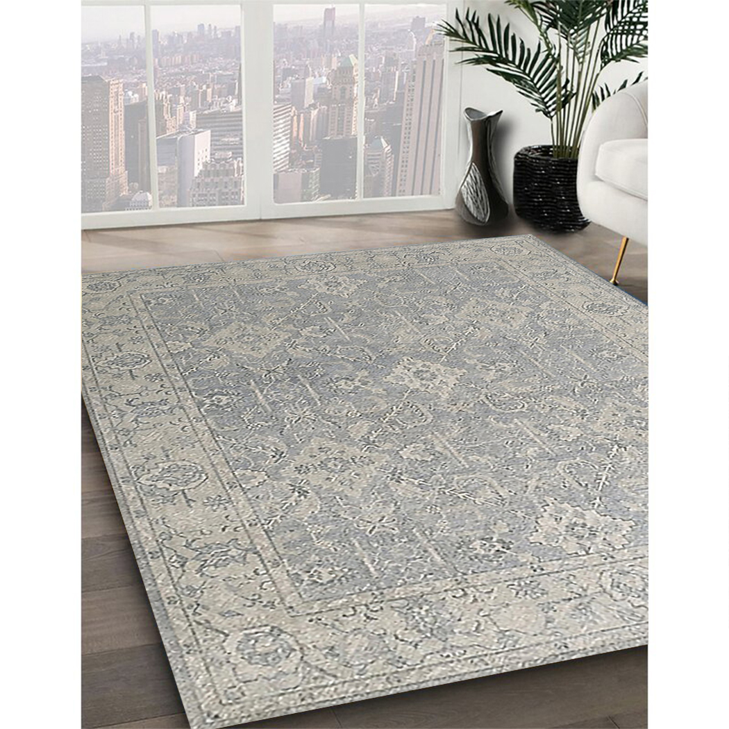 Ahgly Company Indoor Rectangle Mid-Century Modern Pale Silver Gray Oriental Area Rugs, 2' x 4'