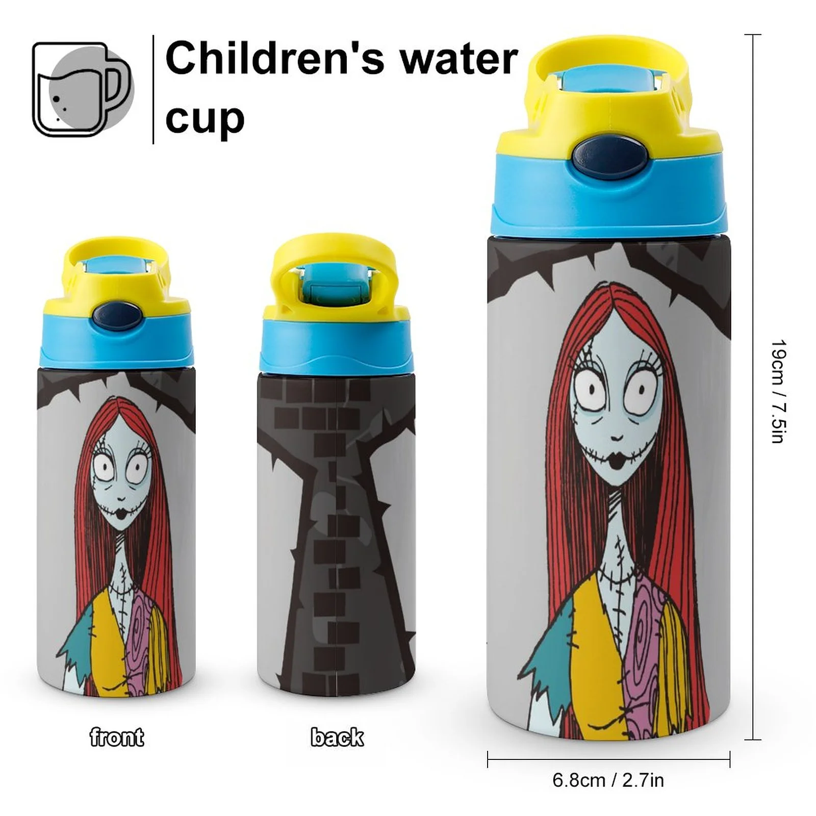 The Nightmare Before Christmas Sally Kid's Insulated Water Bottle With Straw Vacuum Stainless Steel Cup Leak-Proof Children Toddler Thermoses