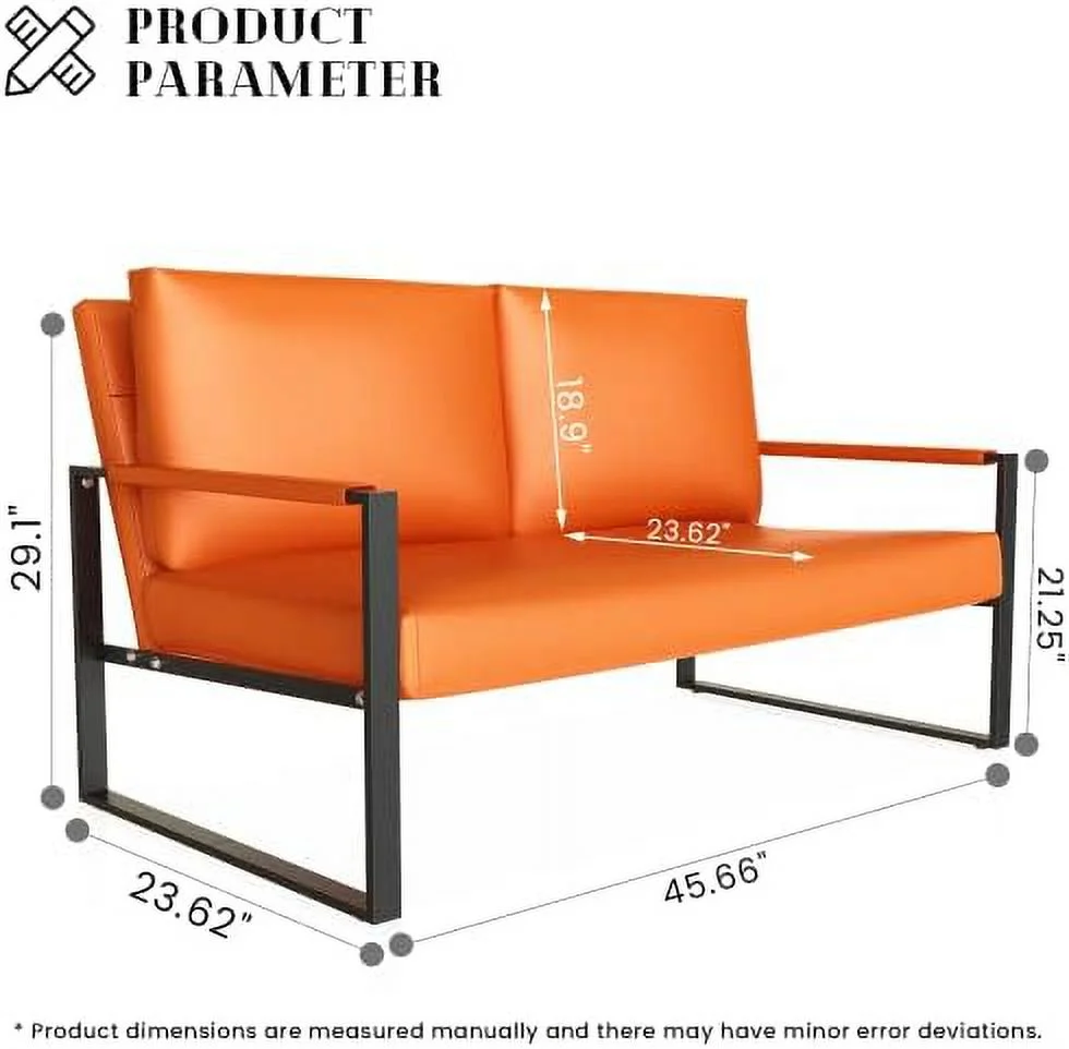 RUNFAYBIU Accent Chairs for Living Room  Mid Century Upholstered Armrest Comfy Accent Chair Loveseat Sofa Couch with Cushion & Metal Frame for Living Room  Bedroom  Ergonomic Design