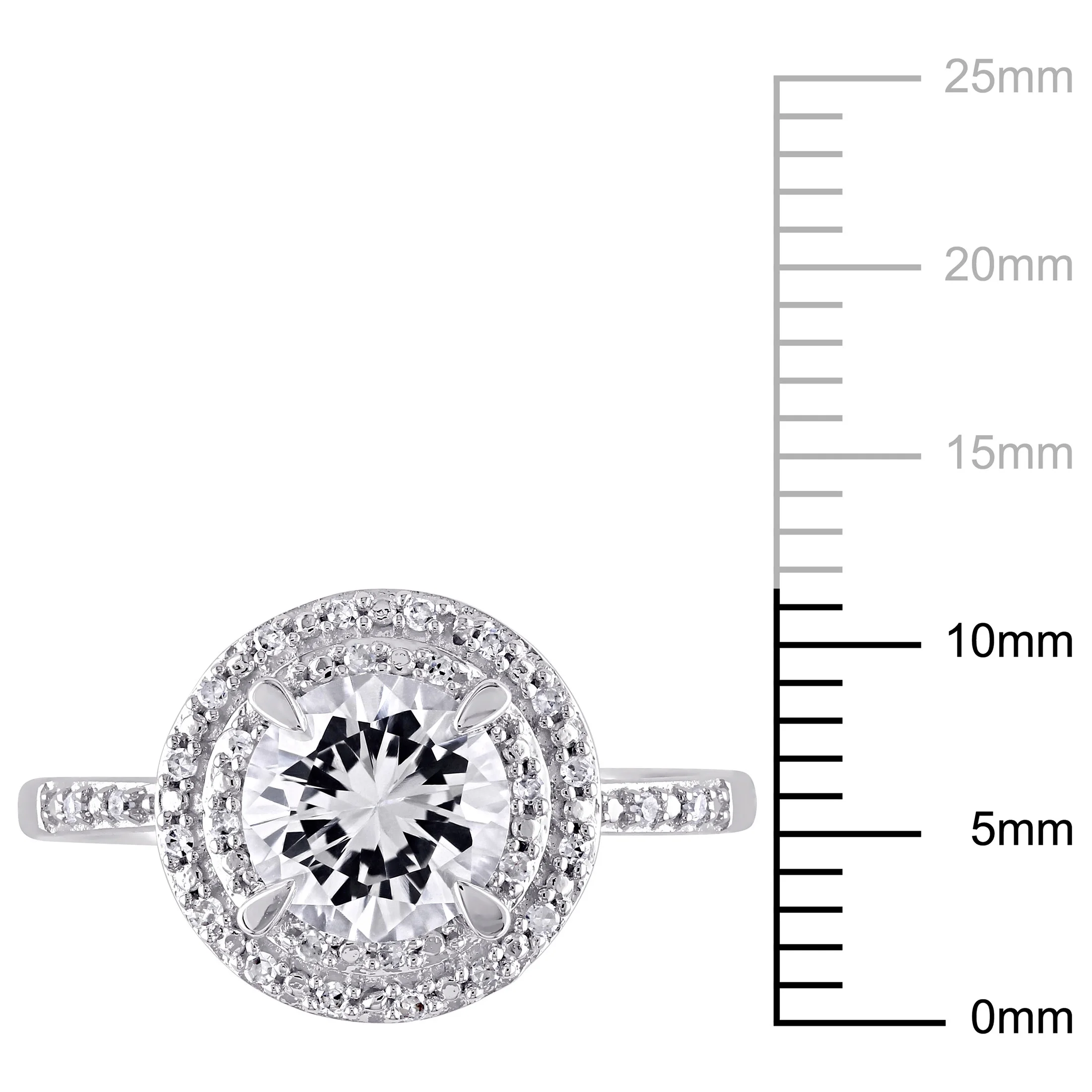 Miabella Women's 1-5/8 Carat T.G.W. Created White Sapphire and 1/10 Carat T.W. Diamond Halo Engagement Ring in 10kt White Gold