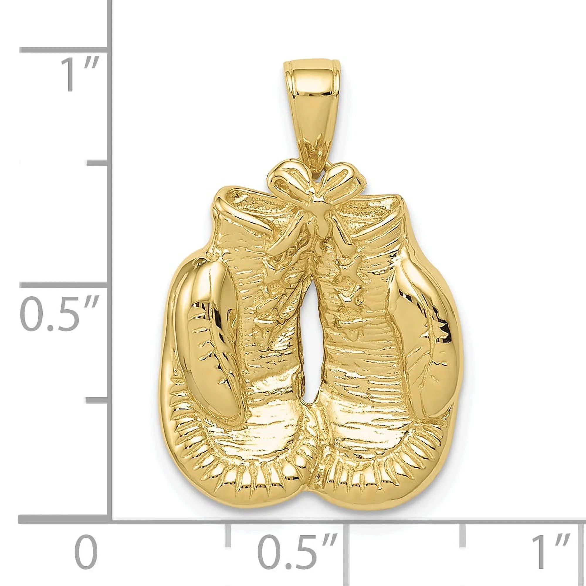 Saris and Things 10K Yellow Gold Solid Polished Open-Backed Boxing Gloves Pendant