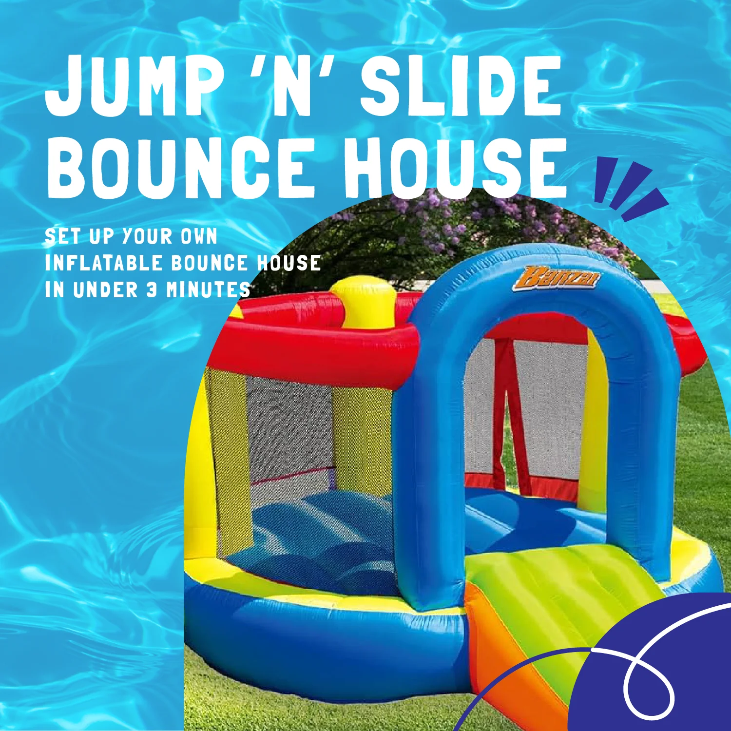 Banzai Jump 'N Slide Bouncer Inflatable Outdoor Backyard Bouncy House
