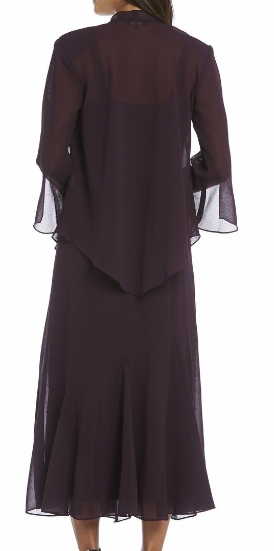 R&M Richards Womens Chiffon Sleeveless Dress With Cardigan