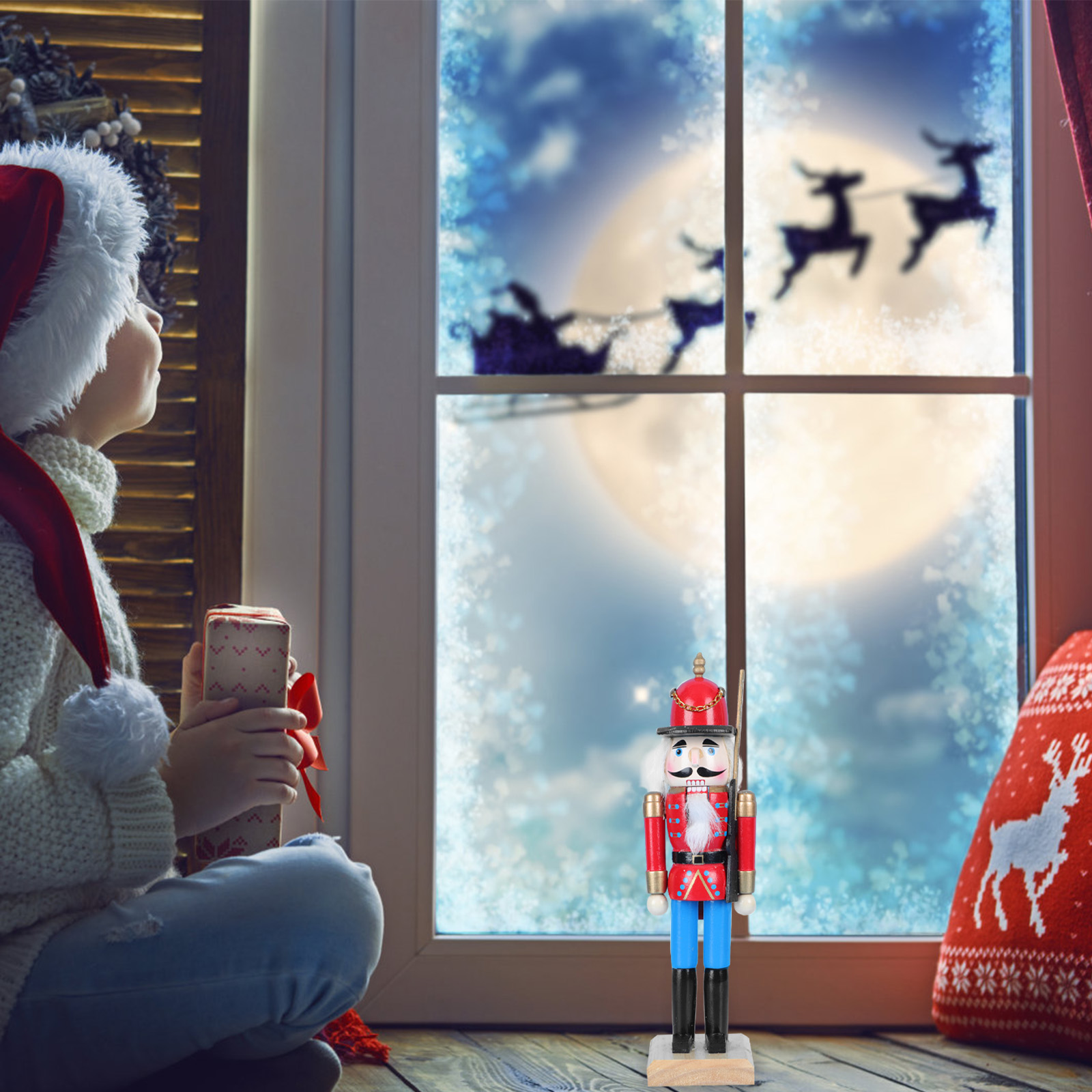 Walnut Soldier 1Pc Delicate Nutcracker Puppet Festival Nutcracker Doll Home Desktop Decor