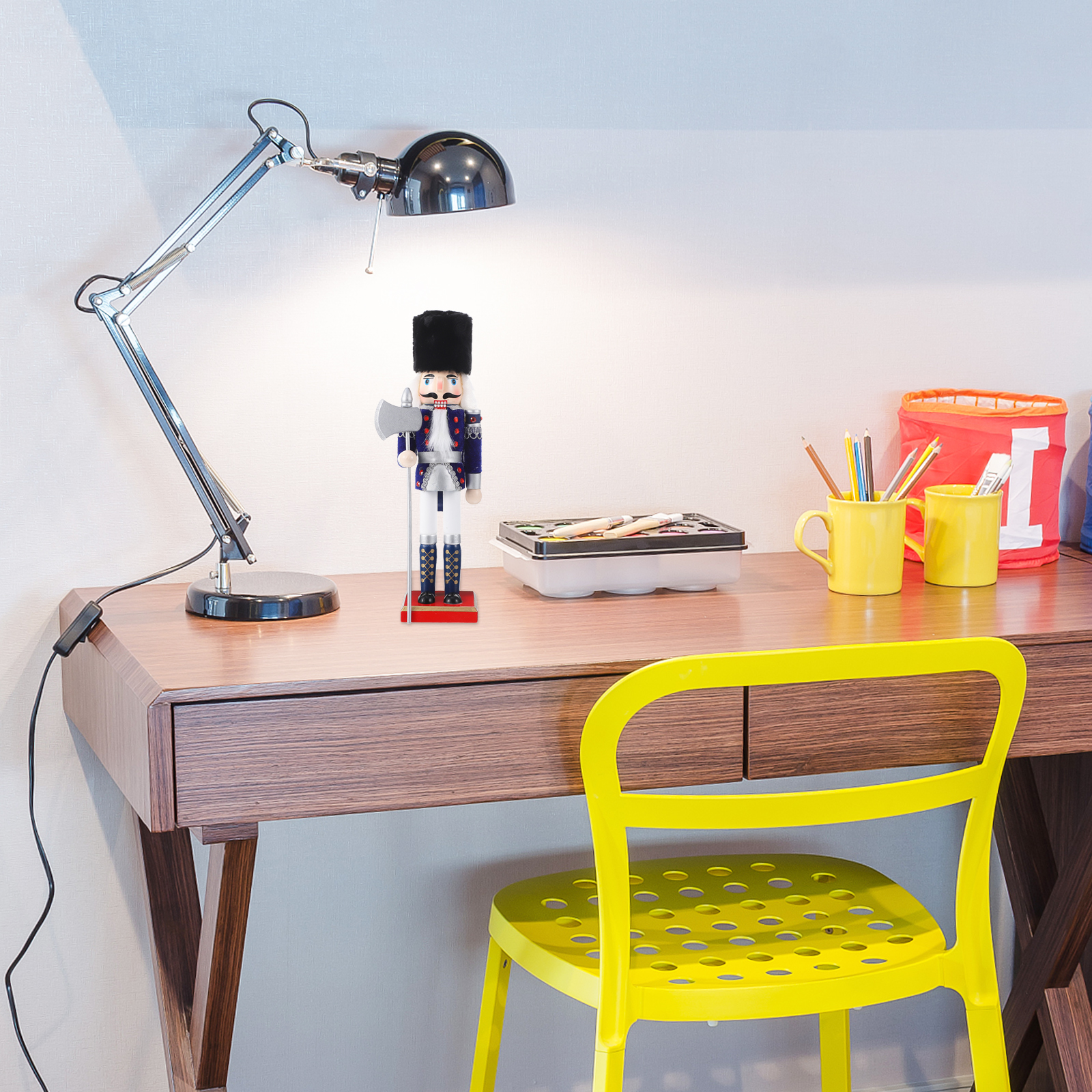 NUOLUX 1Pc Wooden Nutcracker Soldier Doll Walnut Soldier Doll Home Party Decoration