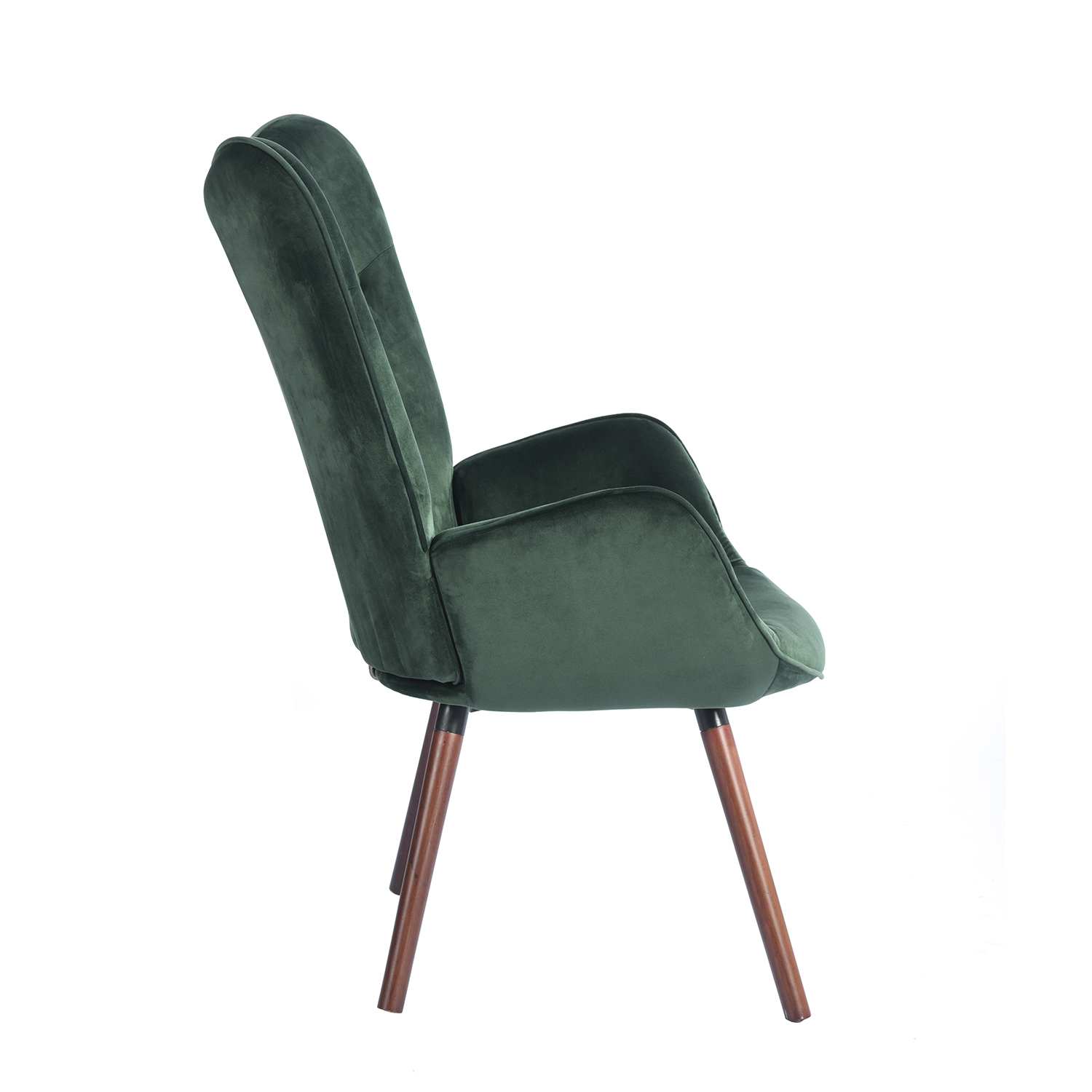 Houseinbox Green Velvet Accent Chair, Wingback Armchair with Tufted Backrest