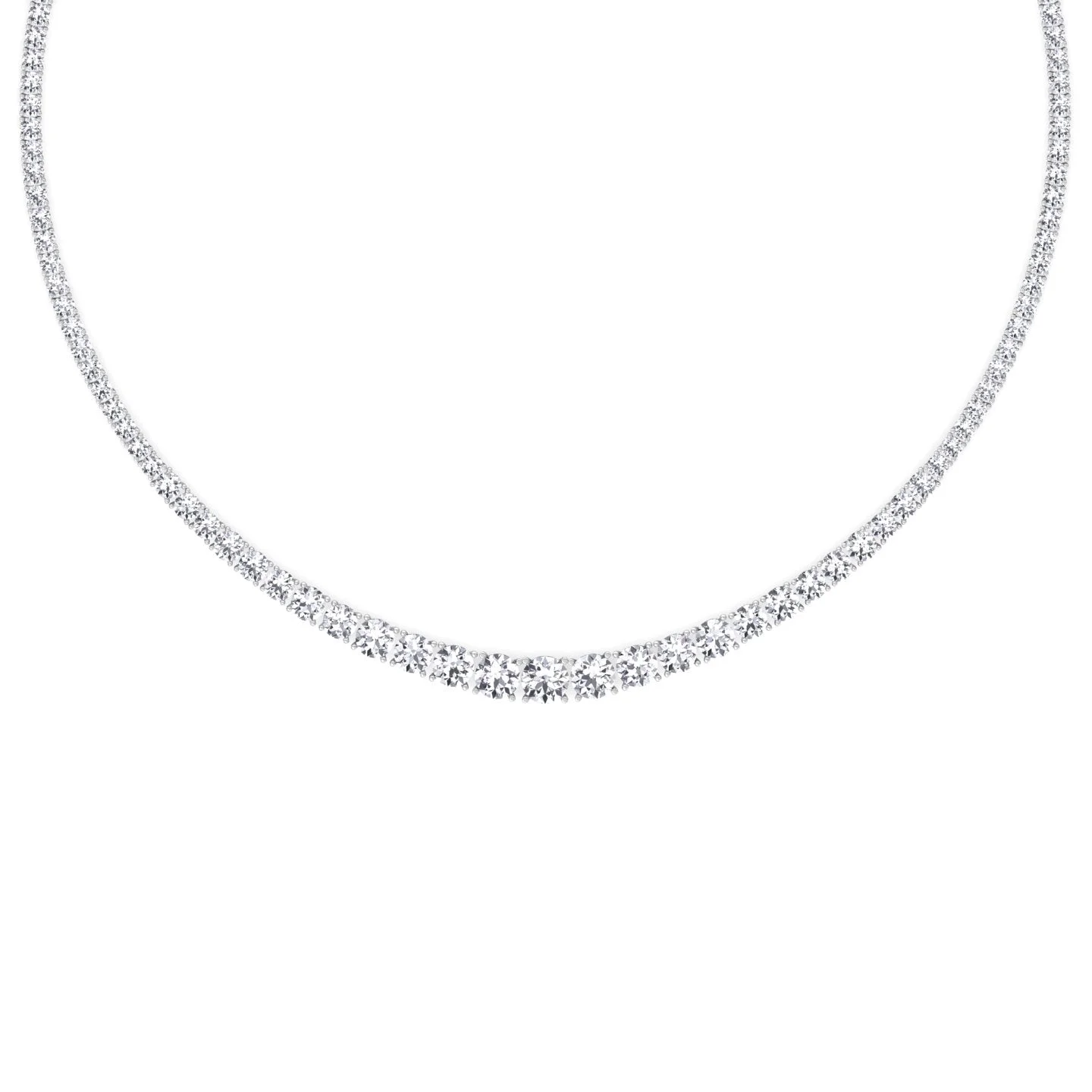 Jolie - 15 Carat Graduated Diamond Tennis Necklace ( Classic Setting)