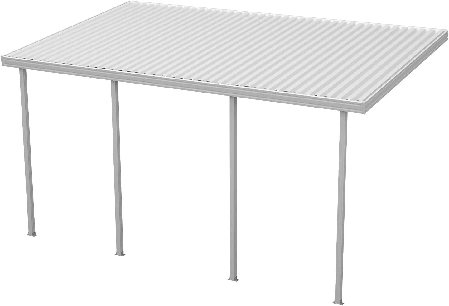 Four Seasons OLS TWV Series 22 ft wide x 8 ft deep Aluminum Patio Cover with 30lb Snowload & 4 Posts in White