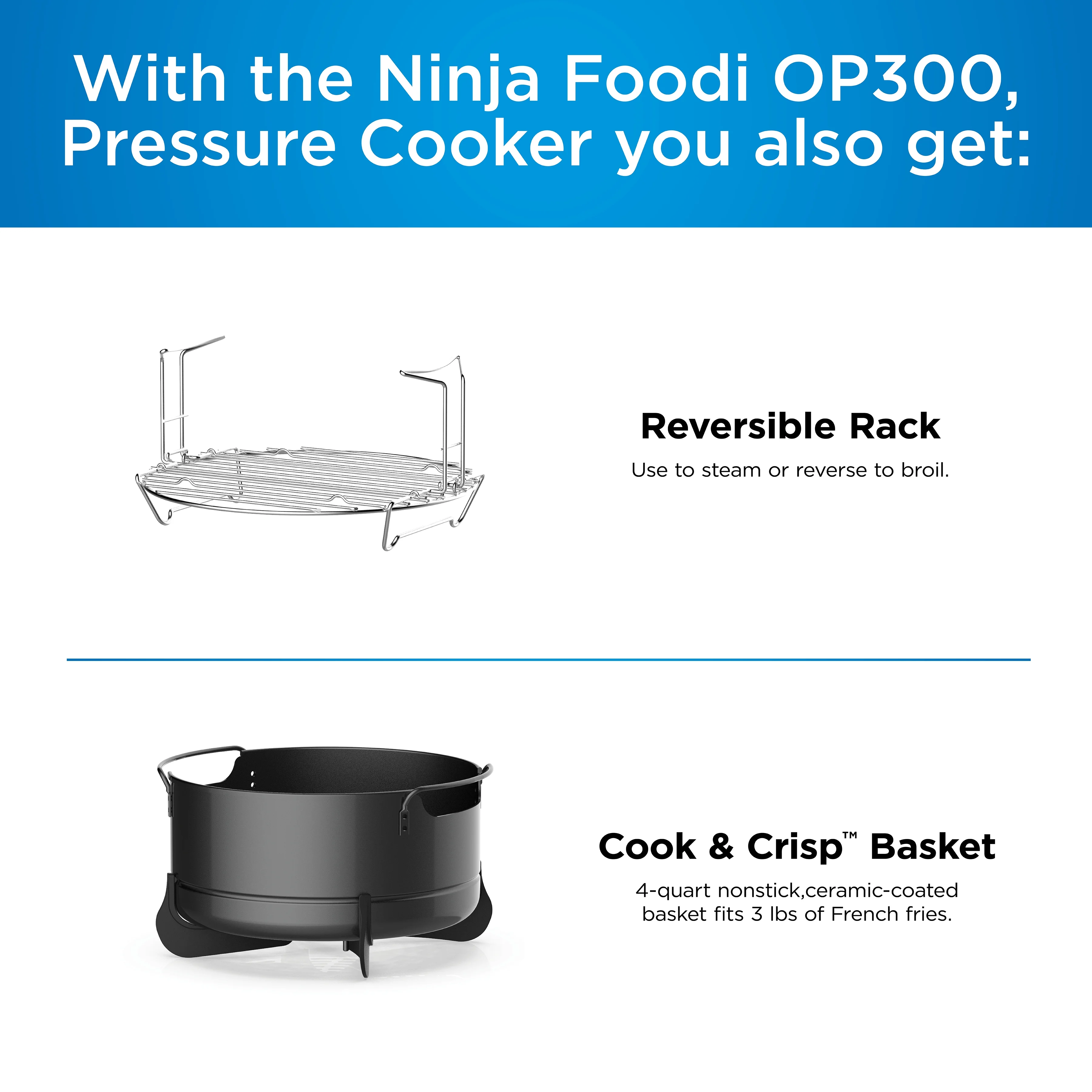 Foodi™ TenderCrisp™ 8-in-1 6.5-Quart Pressure Cooker, OP300
