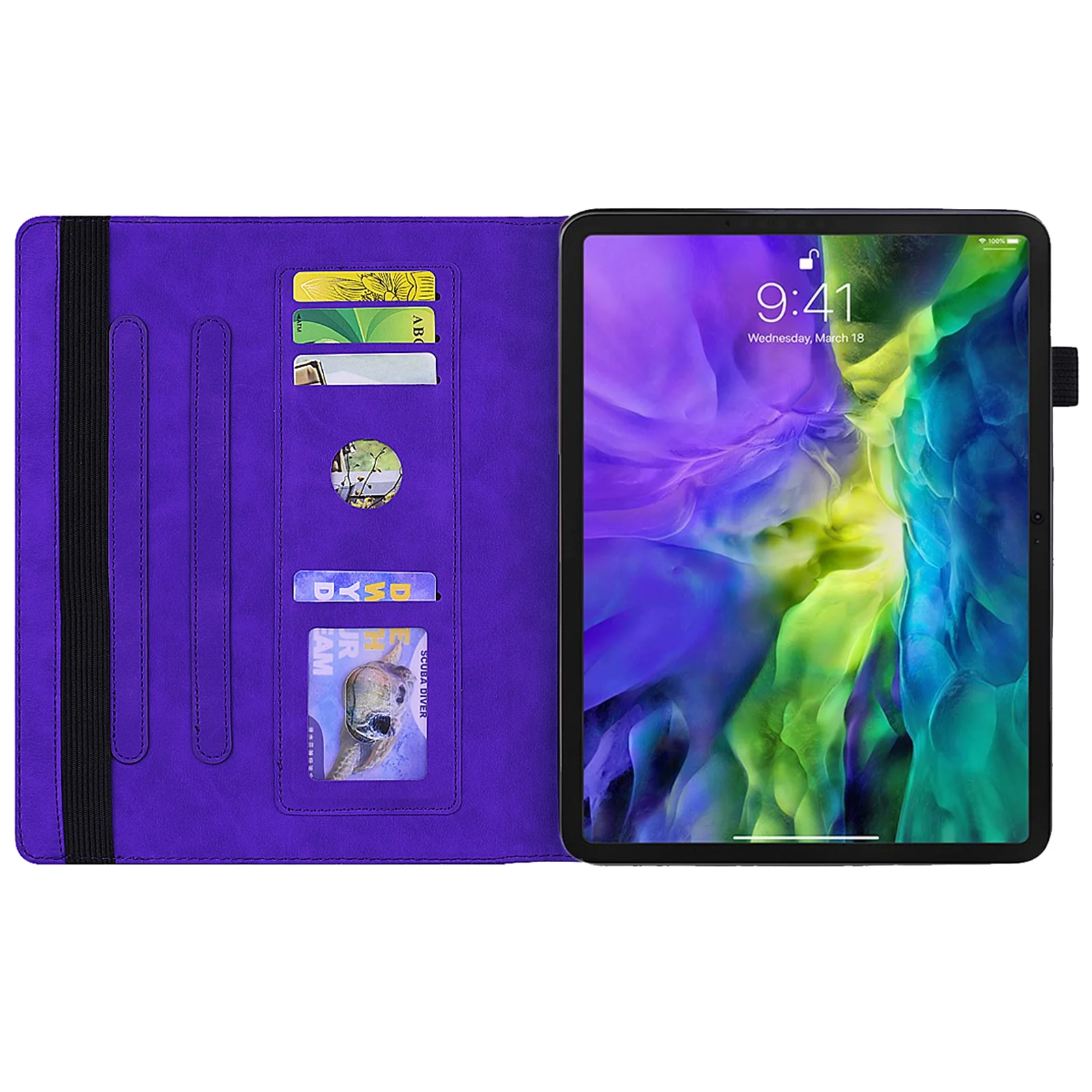 Case for iPad 10.9 inch 2022, Multi-Angle Viewing Folio Stand Smart Shell Embossed Cover with Auto Sleep/Wake with Pencil Holder Card Slot Smart Case iPad 10.9 inch 2022 10th Generation, Purple