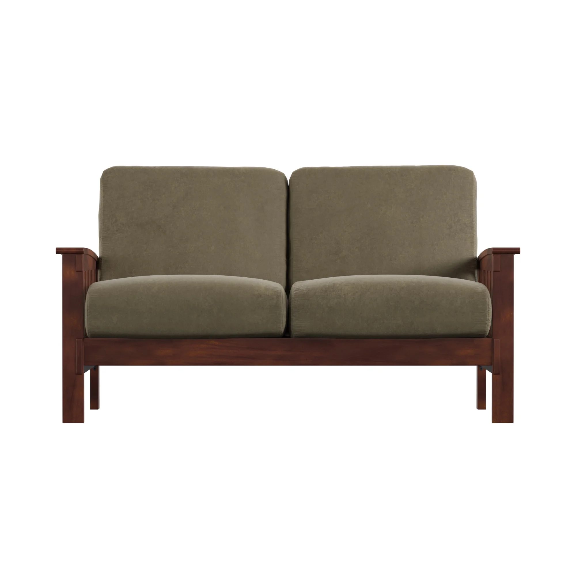 Weston Home Monterey Loveseat, Olive Microfiber