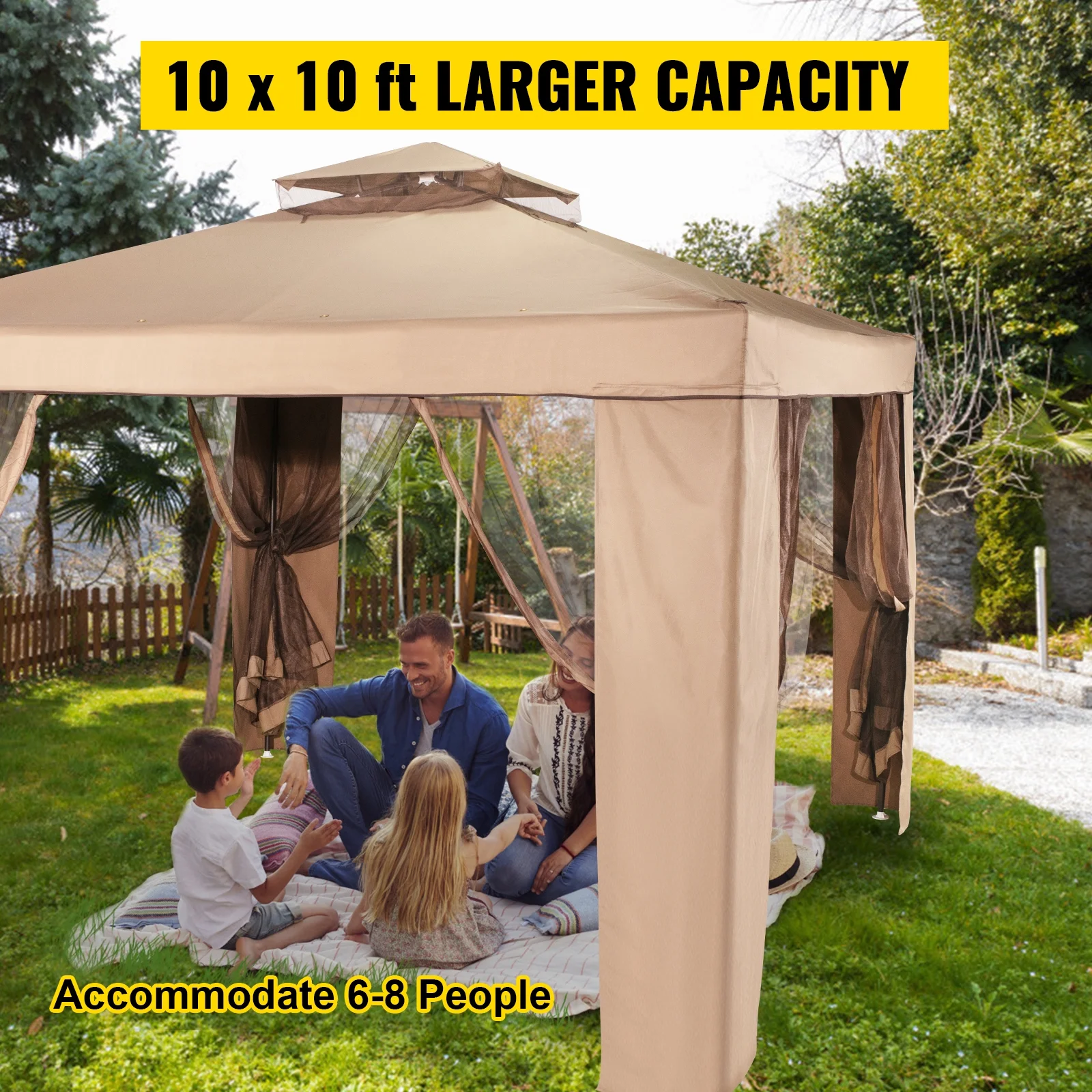 VEVOR 10' x 10' Pop-up Gold and Brown Star Gazebo