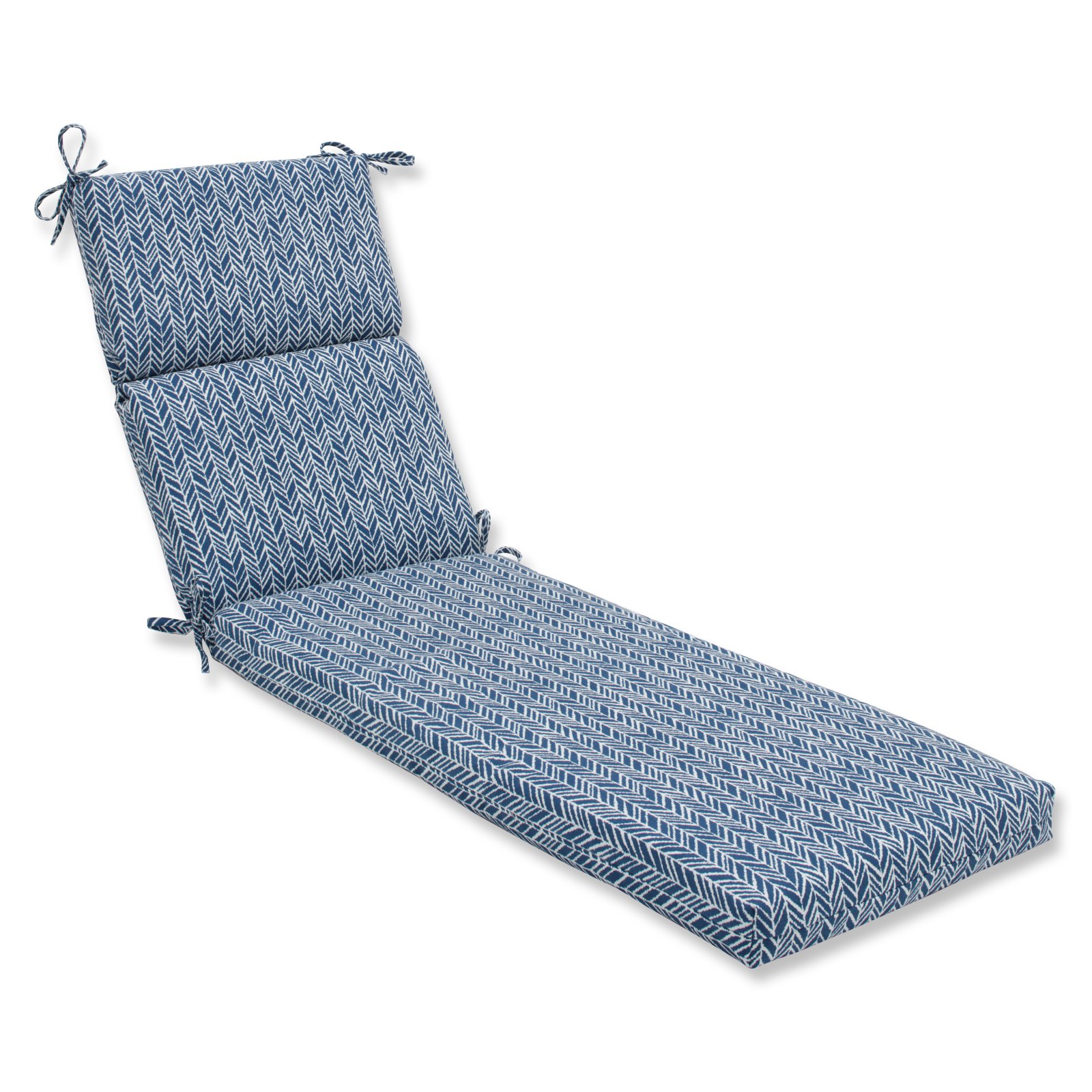 Pillow Perfect  Outdoor/ Indoor Herringbone Ink Blue Chaise Lounge Cushion 72.5 x 21
