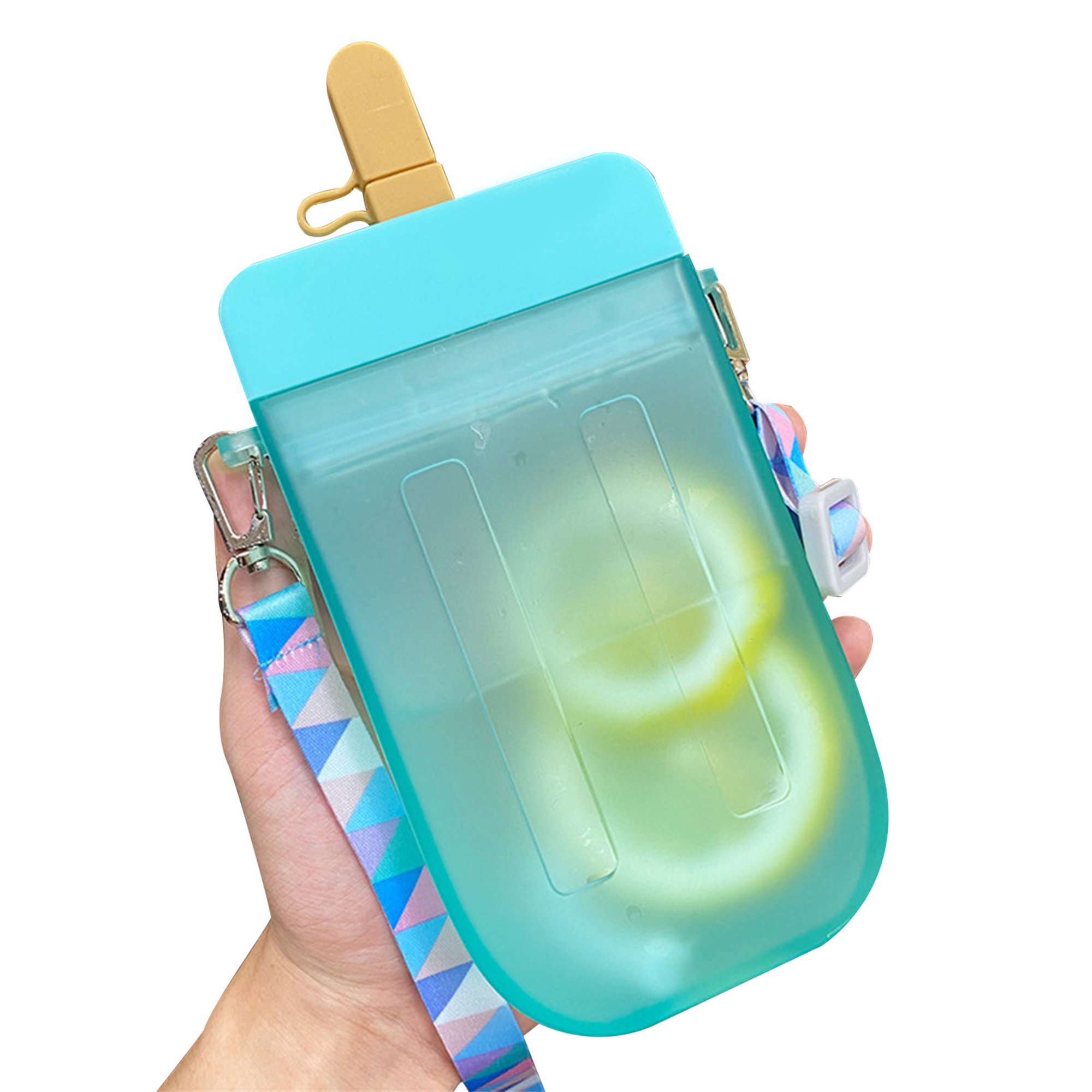 Nokiwiqis Water Bottle, Translucent Water Cup with Straw and Shoulder Strap
