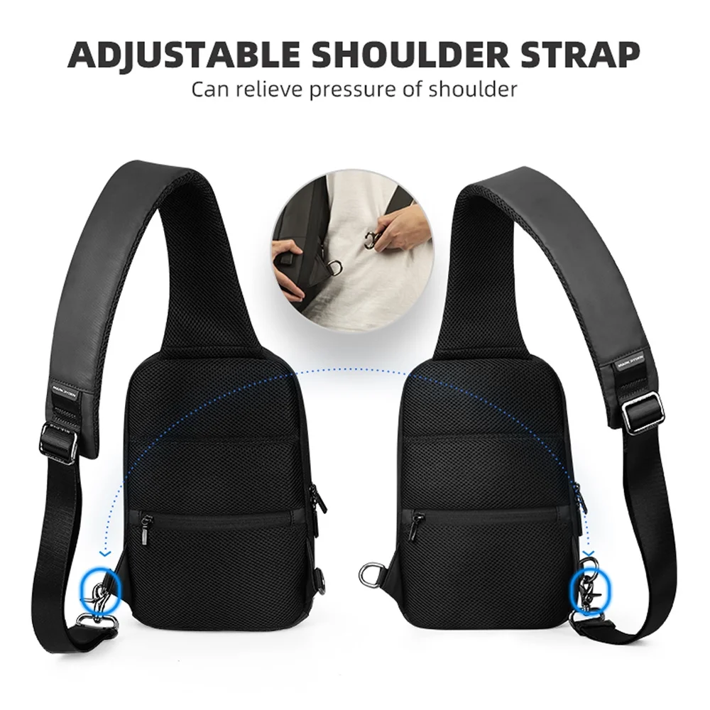 OWSOO MARK RYDEN TSA Lock Crossbody Men Bag Waterproof USB Charge Chest Pack Short Travel Messengers Chest Shoulder Bag Men