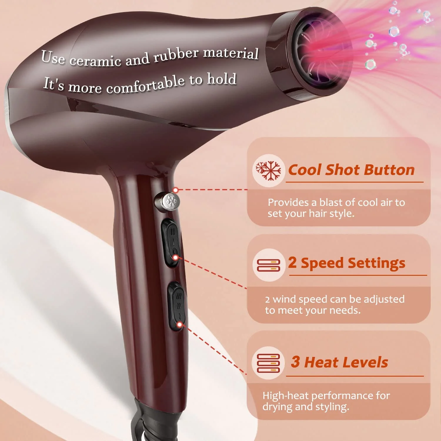 2000 Watt Hair Blow Dryer, ARDIRO Professional Salon Negative Ionic Hair Dryer with Powerful AC Motor Low Noise, Diffuser Concentrator Comb, for Women & Men